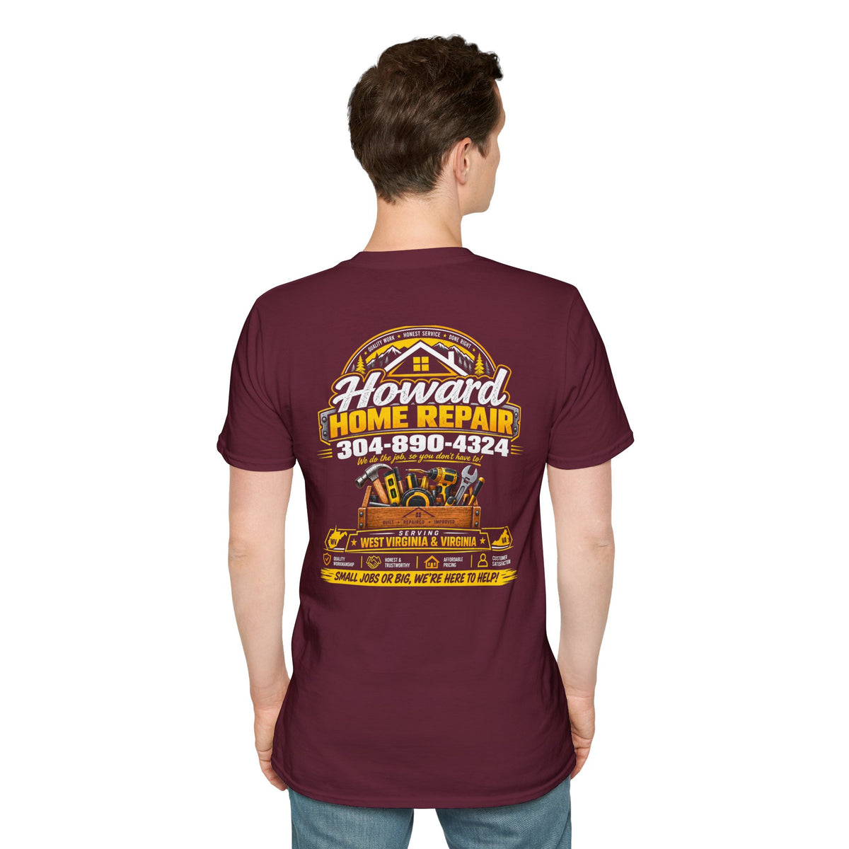 Home Repair Logo T‑Shirt — Howard Home Repair Branded Tee with Phone Number
