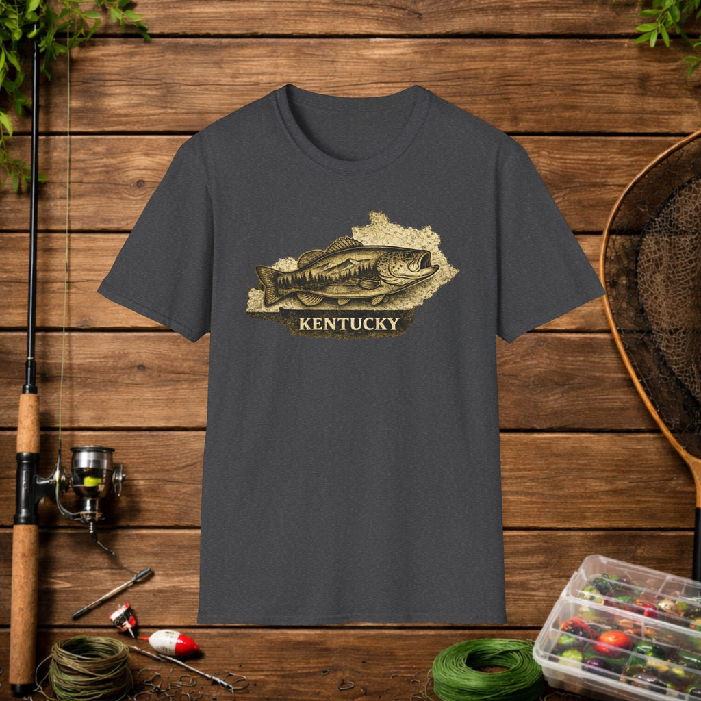 Kentucky Bass Fishing Shirt – Vintage Kentucky Angler Tee – Largemouth Bass Fishing Apparel – Fisherman Gift