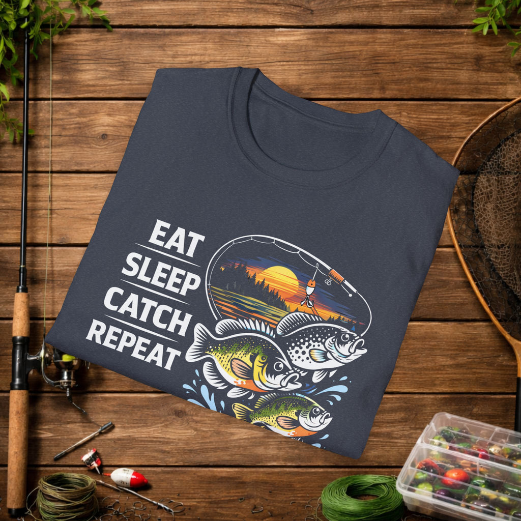 Eat Sleep Catch Repeat Panfish Fishing T-Shirt – Bluegill Crappie Sunfish Angler Tee