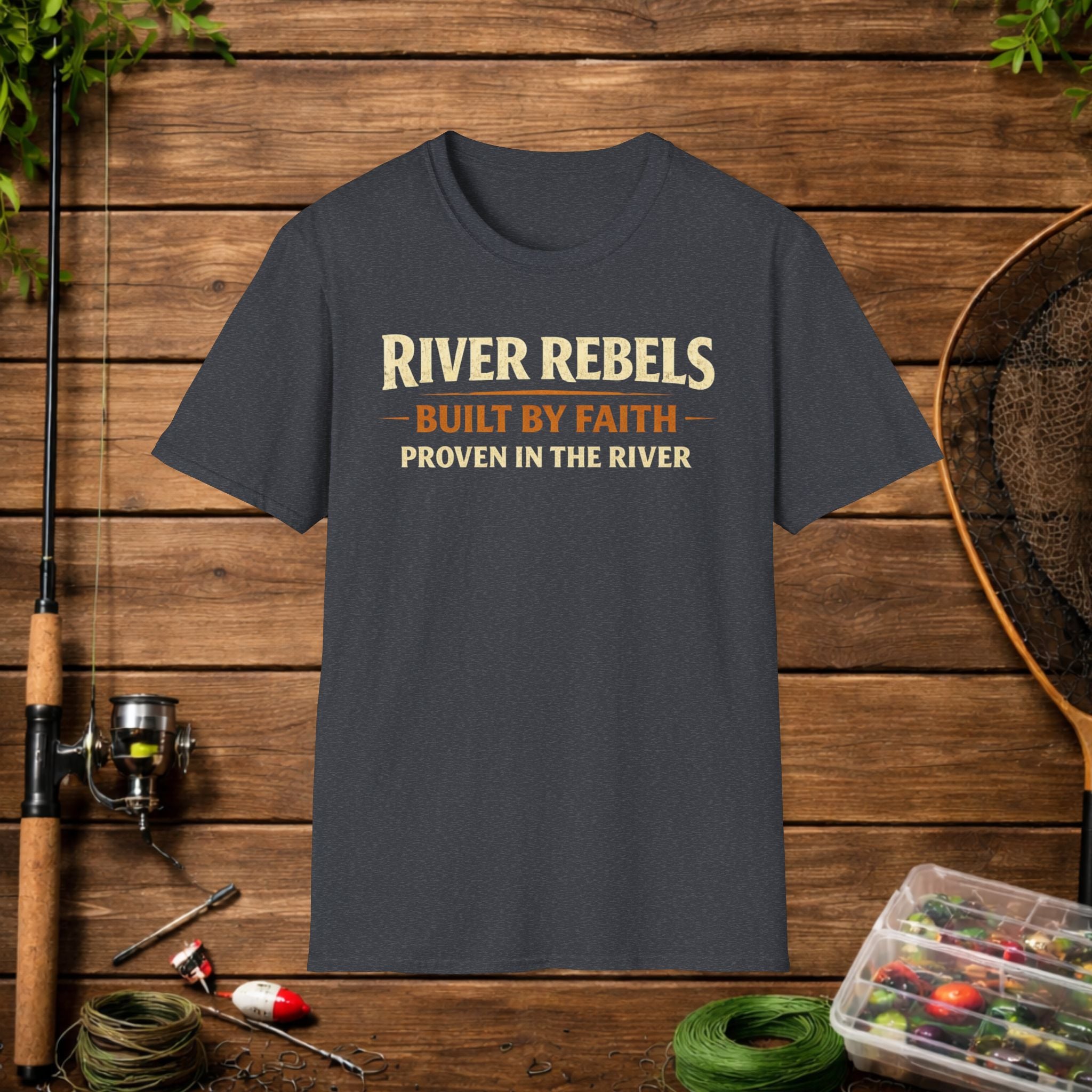 River Rebels T-Shirt — "Built by Faith, Proven in the River" Fishing Tee