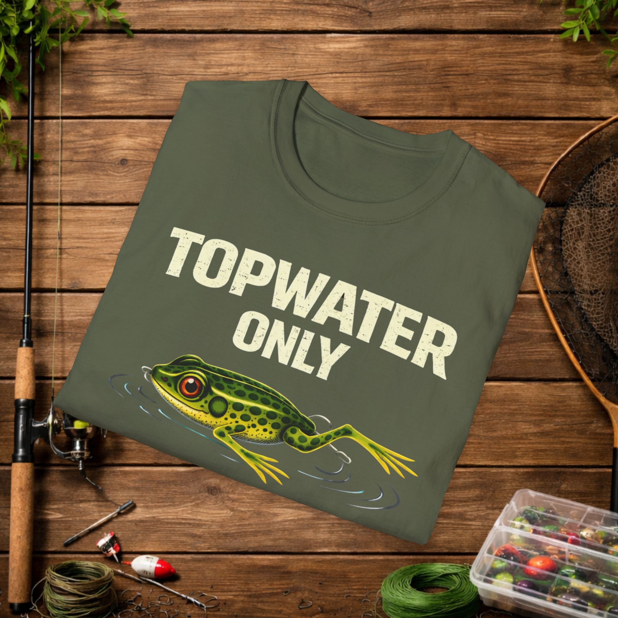 Topwater Only Shirt – No Subsurface Fishing Tee – Frog Lure Bass Fishing Shirt – Topwater Angler Shirt