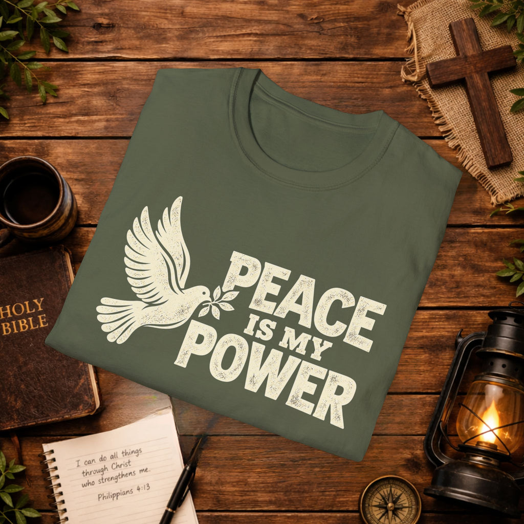 Peace Is My Power T-Shirt — Christian Dove Faith Tee