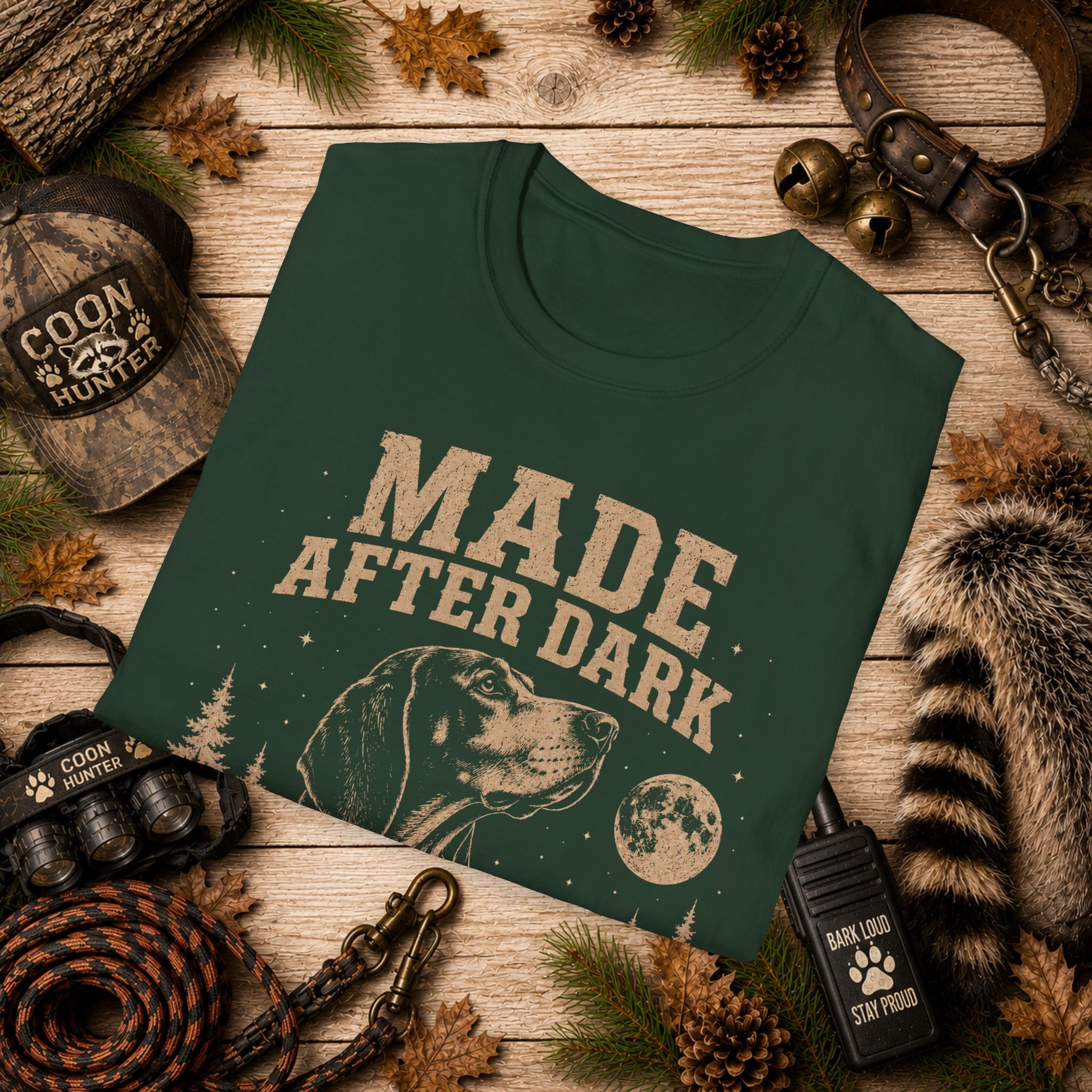 Made After Dark Coonhunter T-Shirt | Vintage Night Hunting Coonhound Tee | Wild Wonderful Wear