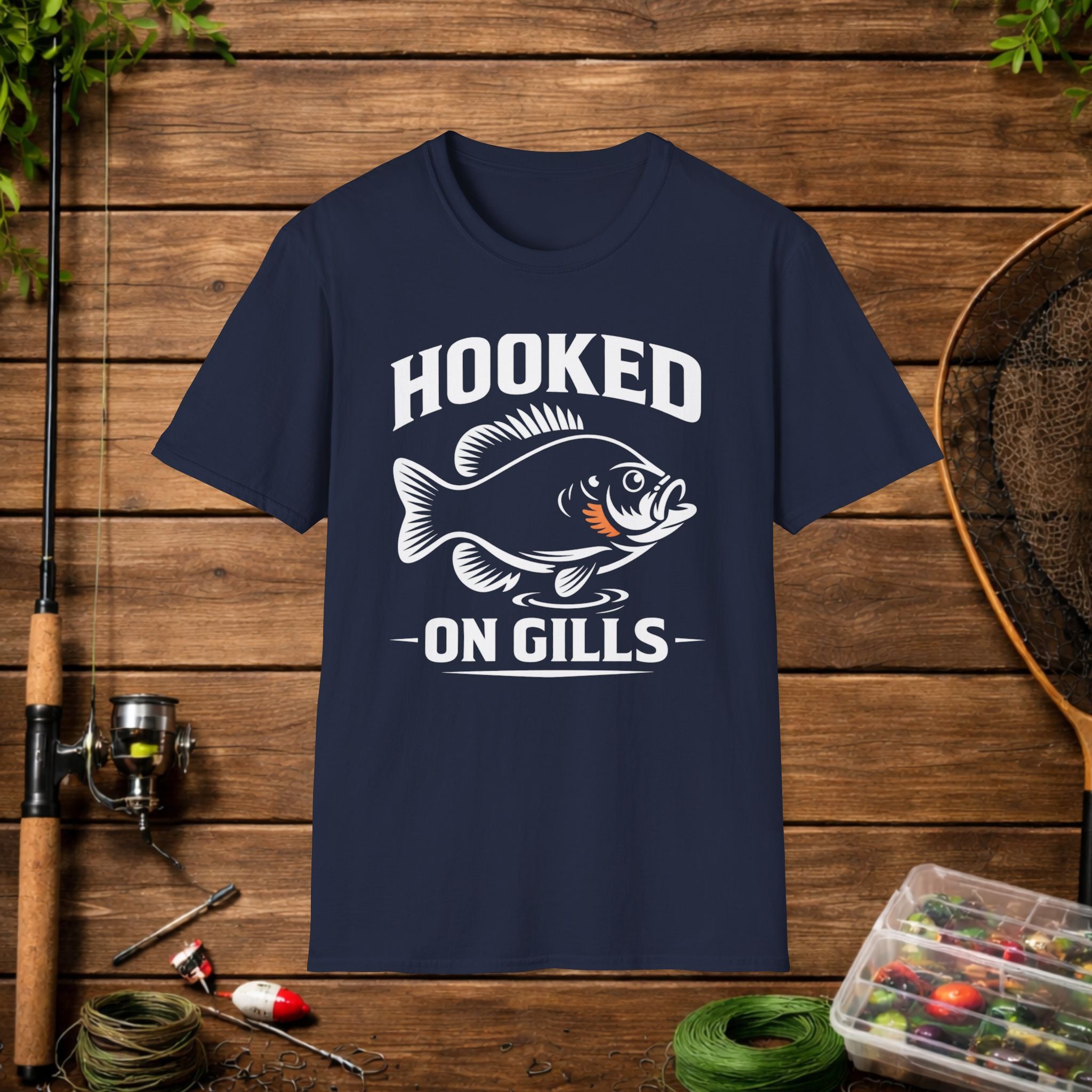 Hooked On Gills Bluegill Fishing T-Shirt – Panfish Angler Graphic Tee
