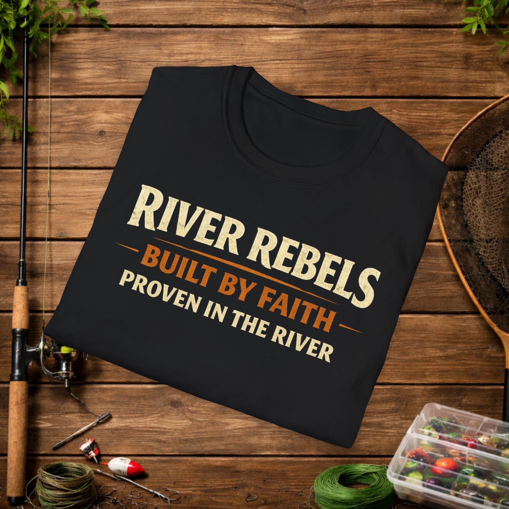 River Rebels T-Shirt — "Built by Faith, Proven in the River" Fishing Tee