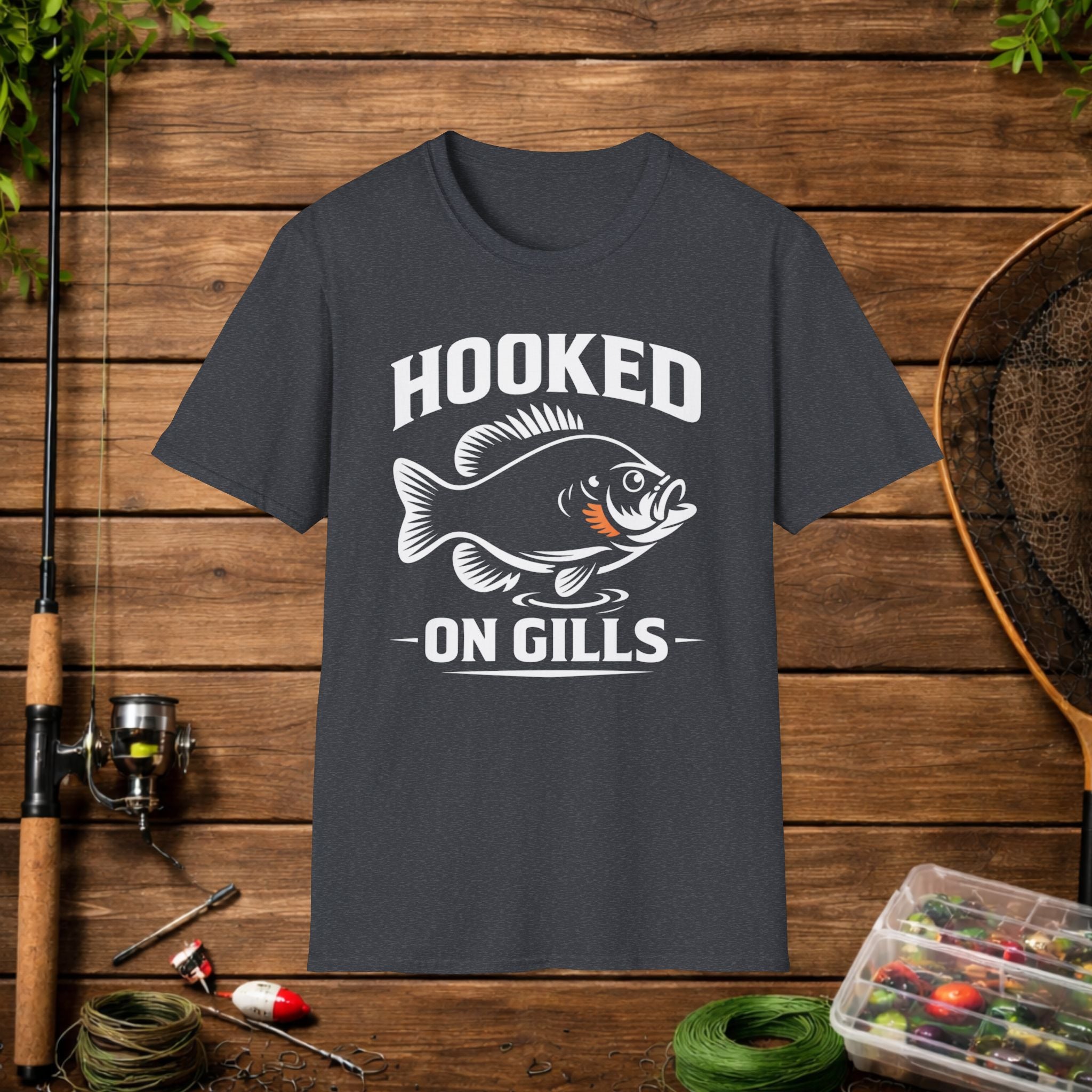 Hooked On Gills Bluegill Fishing T-Shirt – Panfish Angler Graphic Tee