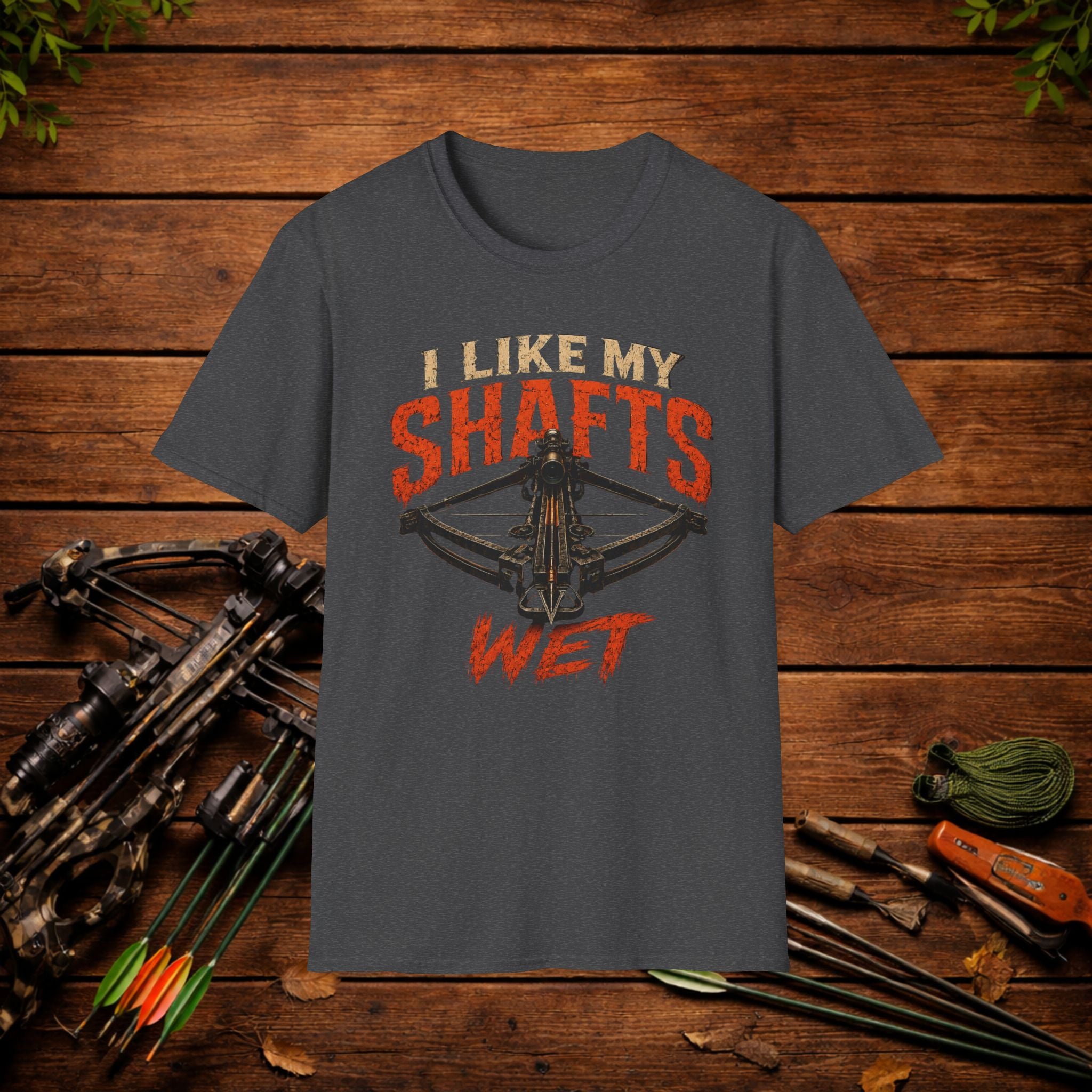 Graphic T-Shirt — "I Like My Shafts Wet" Crossbow Hunting Tee