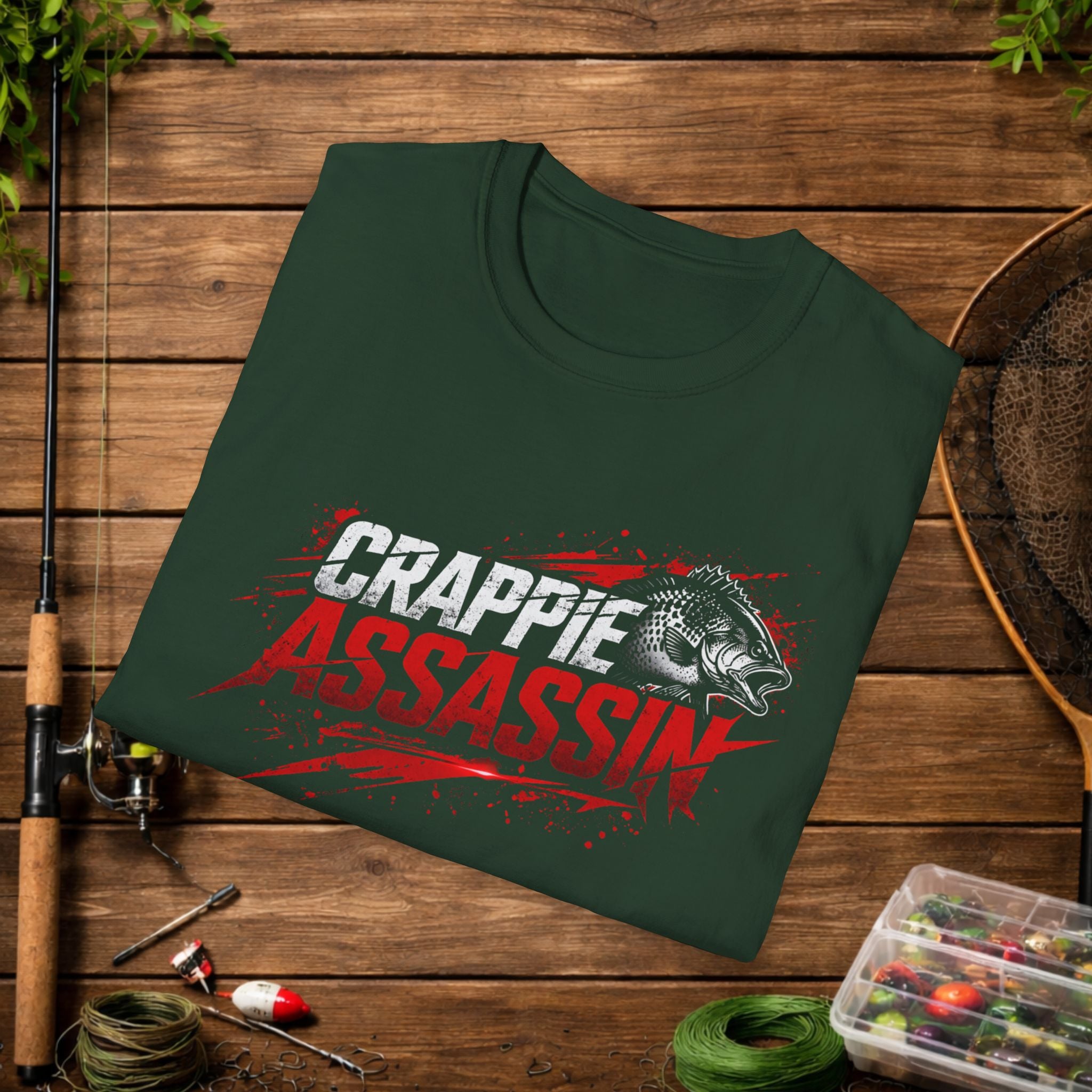 Crappie Assassin T-Shirt — Bold Angler Graphic for Crappie Fishermen