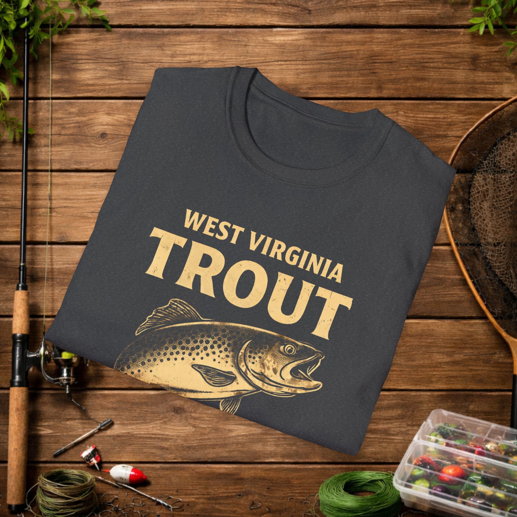 West Virginia Trout Slayer Shirt – Appalachian Fishing Tee – WV Trout Angler Design