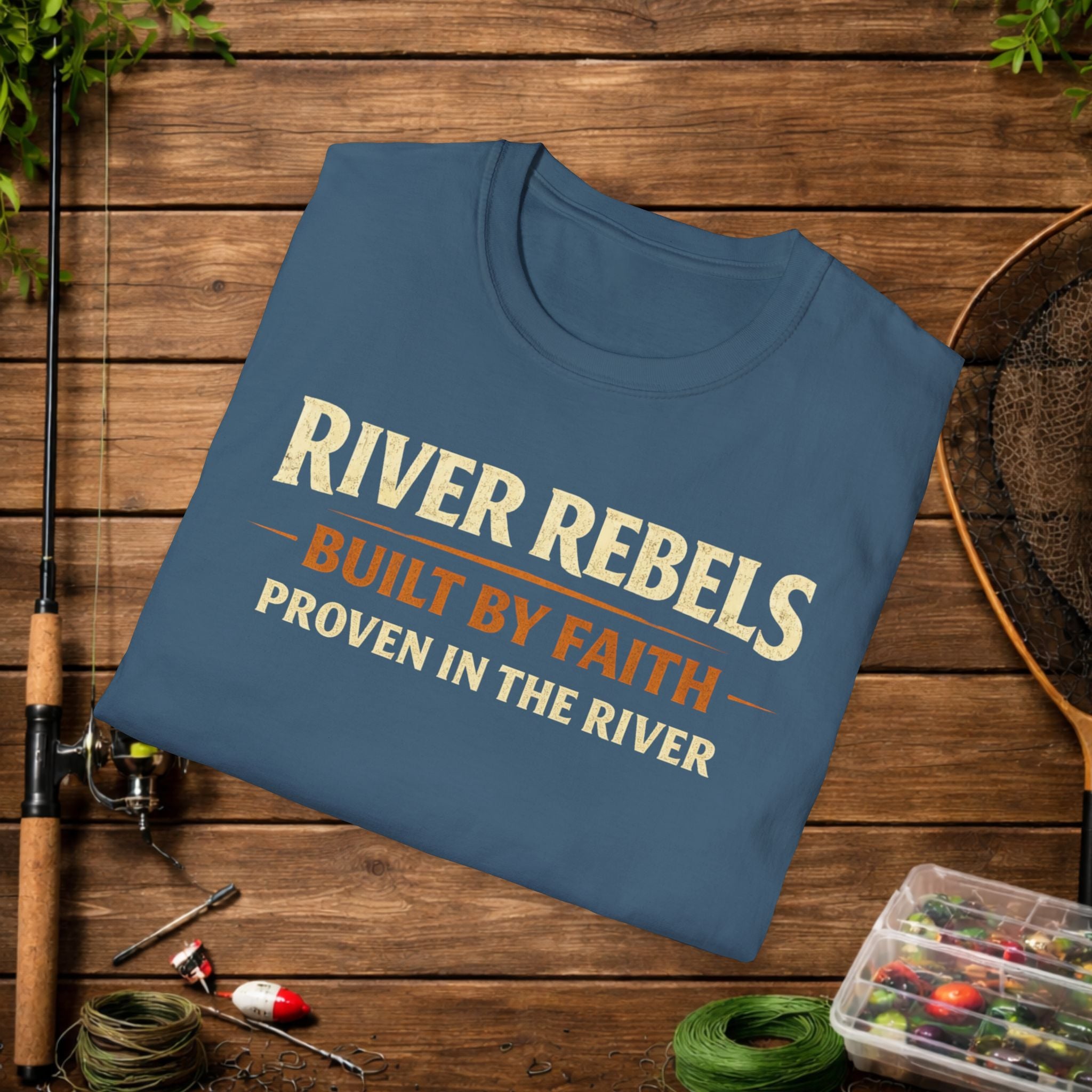 River Rebels T-Shirt — "Built by Faith, Proven in the River" Fishing Tee