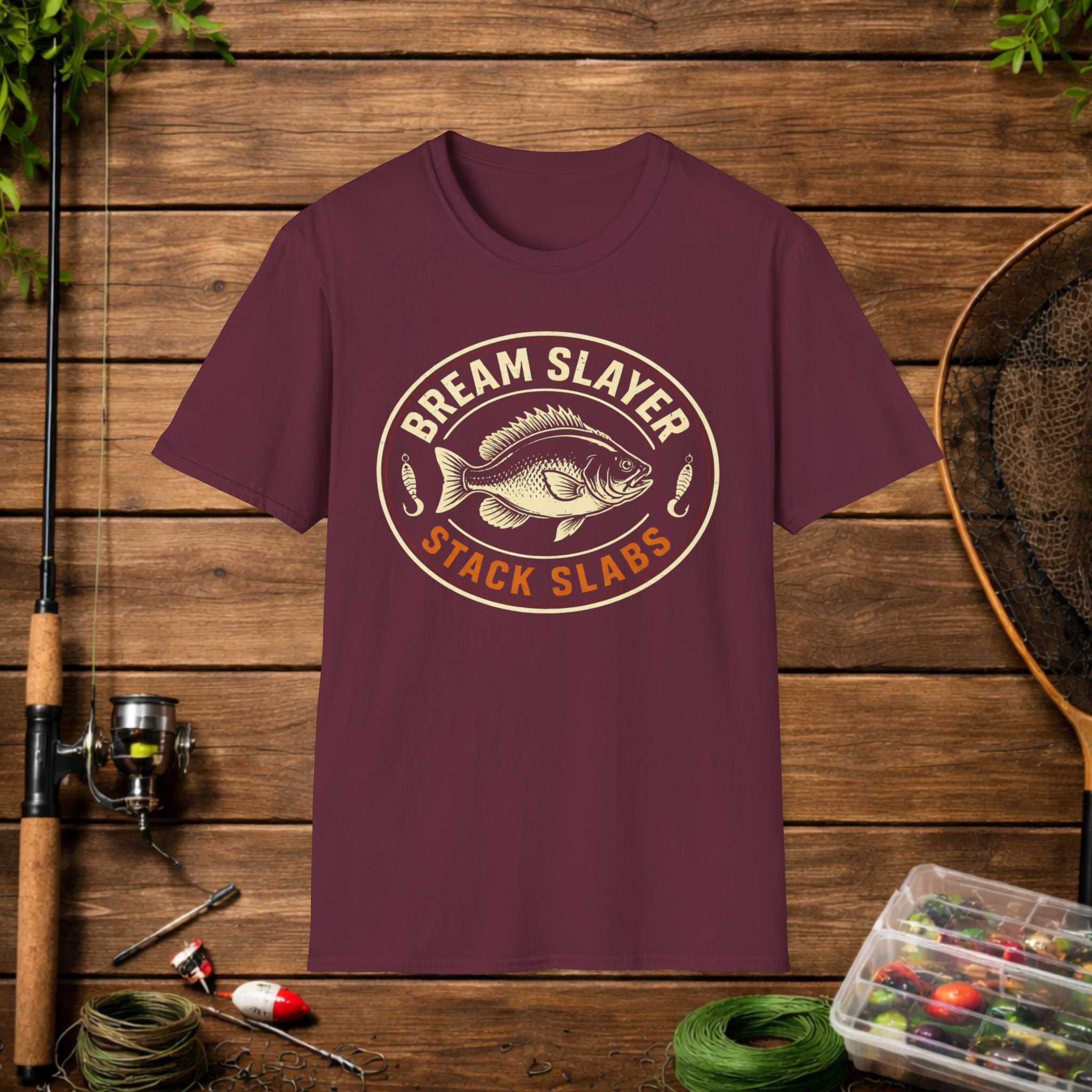 Bream Slayer Shirt – Stack Slabs Fishing Tee – Panfish Angler Badge Shirt – Crappie & Bluegill Fishing Shirt