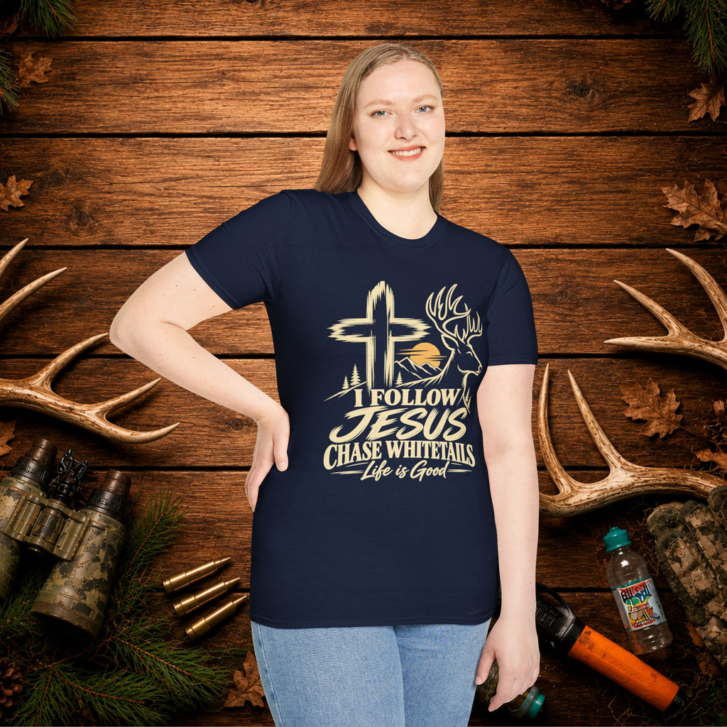 I Follow Jesus Chase Whitetails T-Shirt | Christian Hunting Shirt