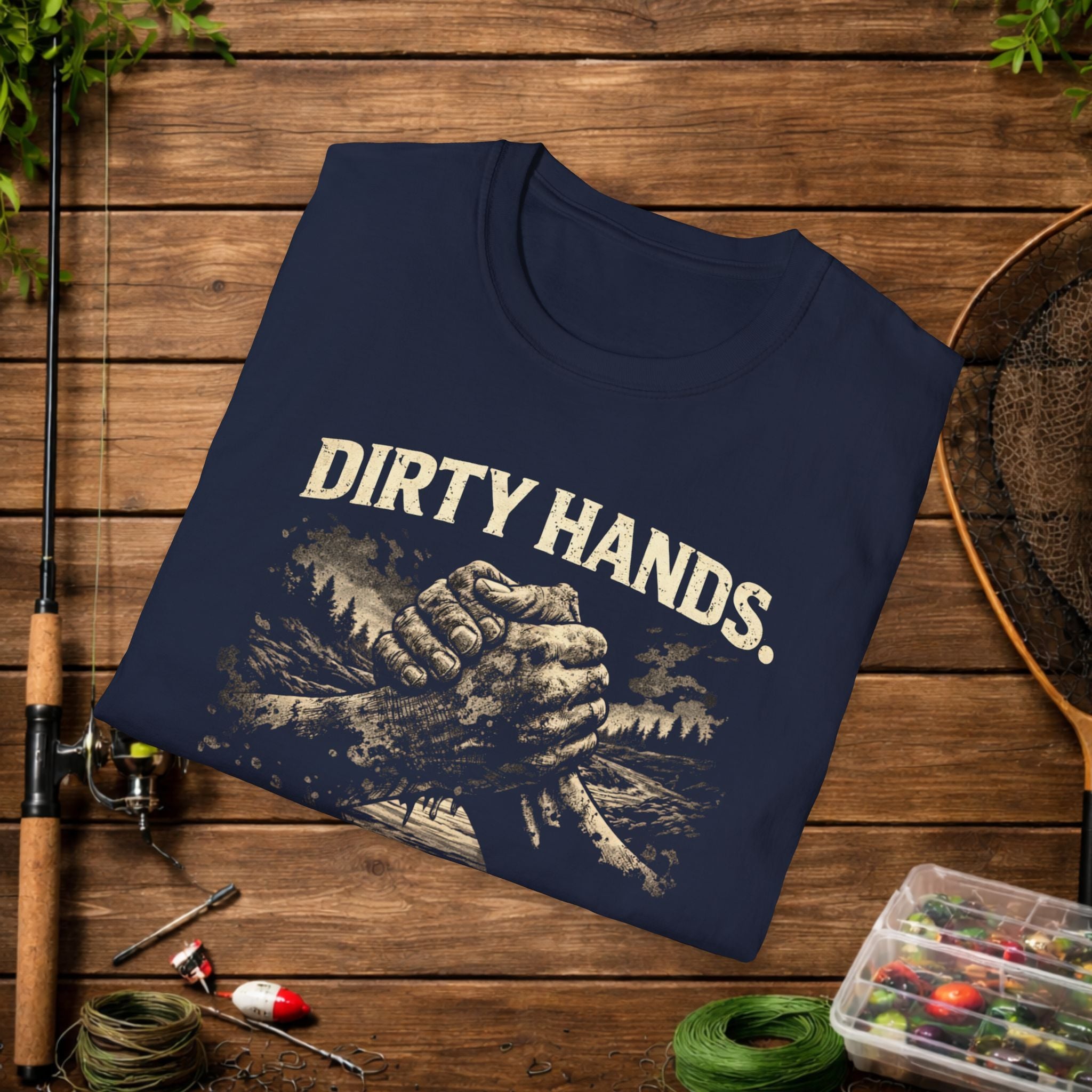 Dirty Hands Clean Soul Shirt – River Rebels Club Tee – Outdoor Fishing Lifestyle Shirt – Rustic Country Apparel