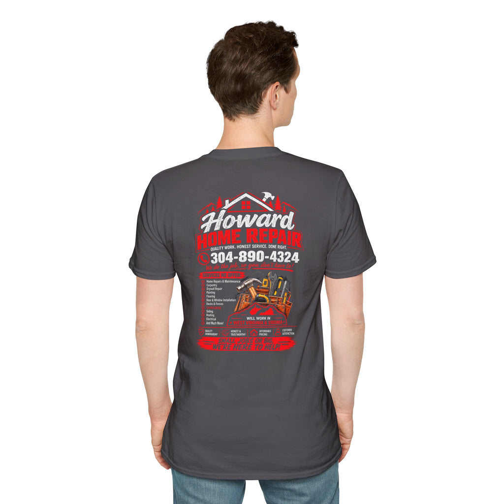 Home Repair T-Shirt — Howard Home Repair Crew Tee with Phone Number