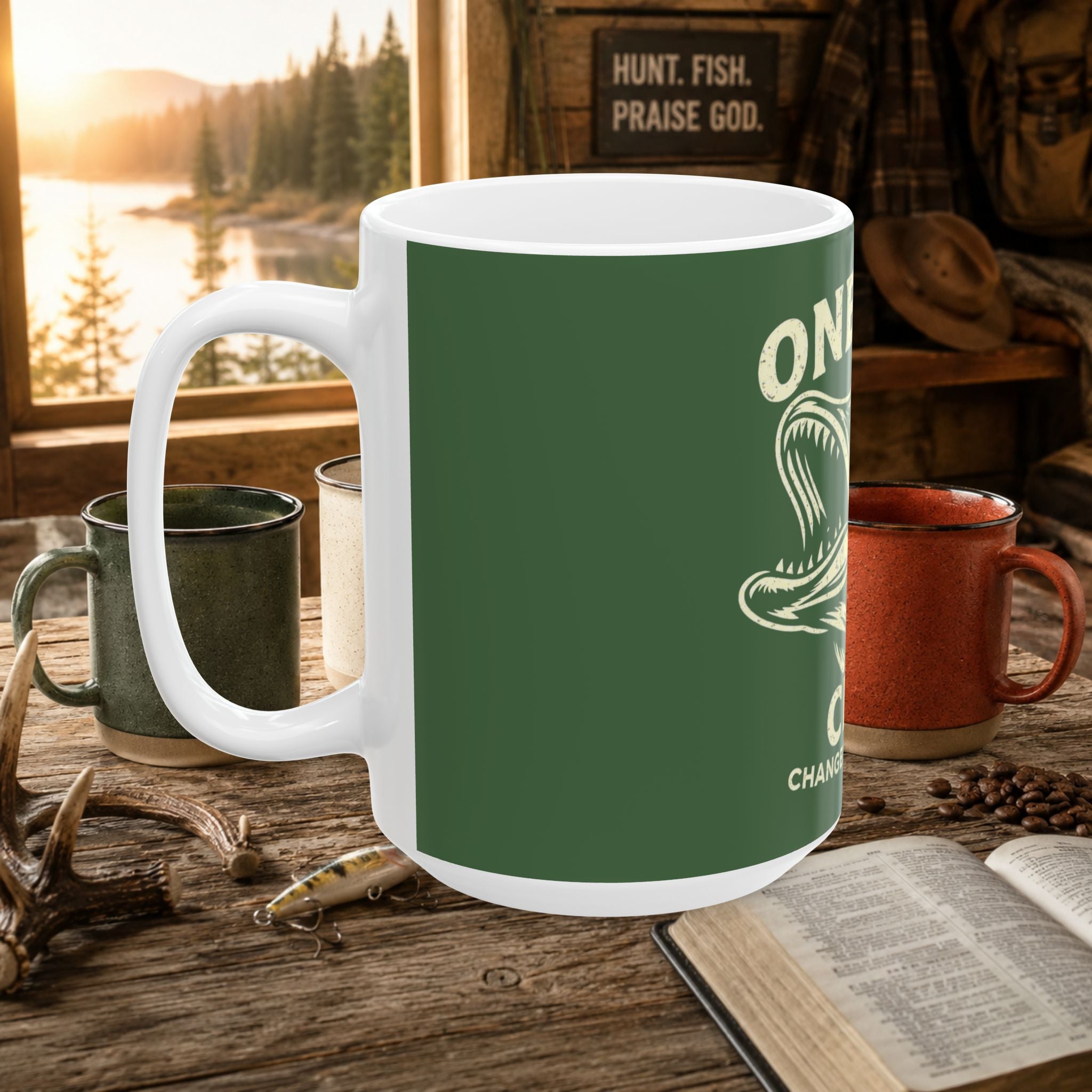 One Bite Club Fishing Mug — One Bite Club Changes Everything Ceramic Coffee Cup