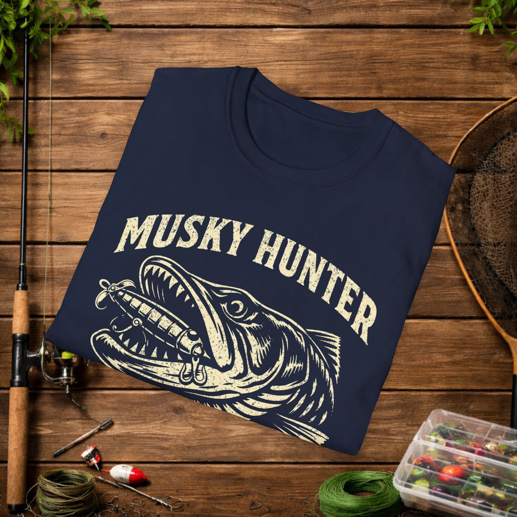 Musky Hunter Shirt – Muskellunge Fishing Tee – Esox Masquinongy – Vintage Fishing Apparel