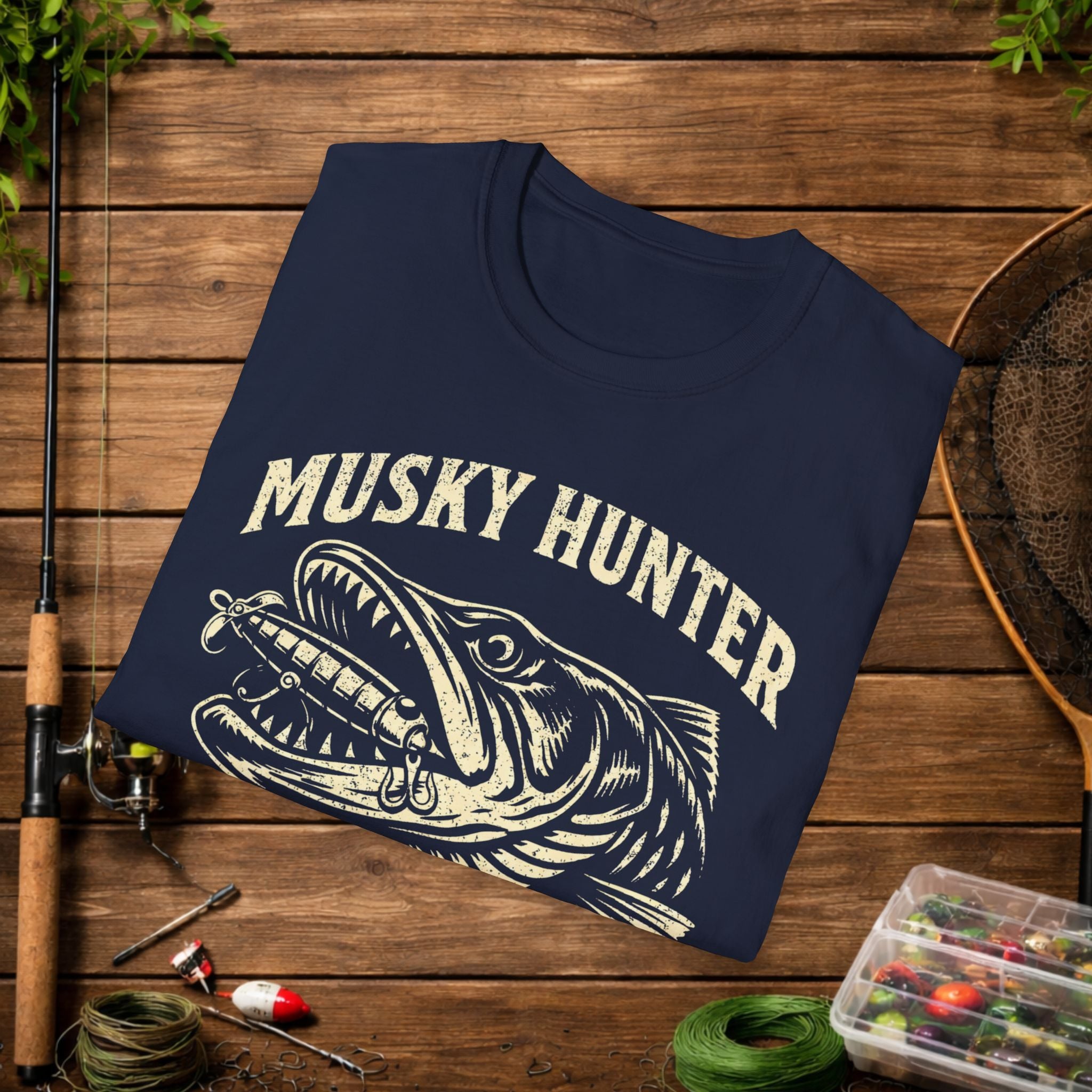 Musky Hunter Shirt – Muskellunge Fishing Tee – Esox Masquinongy – Vintage Fishing Apparel
