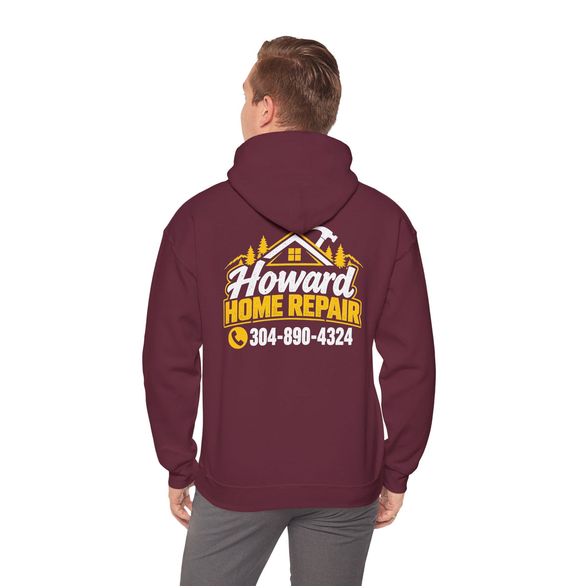 Howard Home Repair Hoodie — Logo Pullover back print