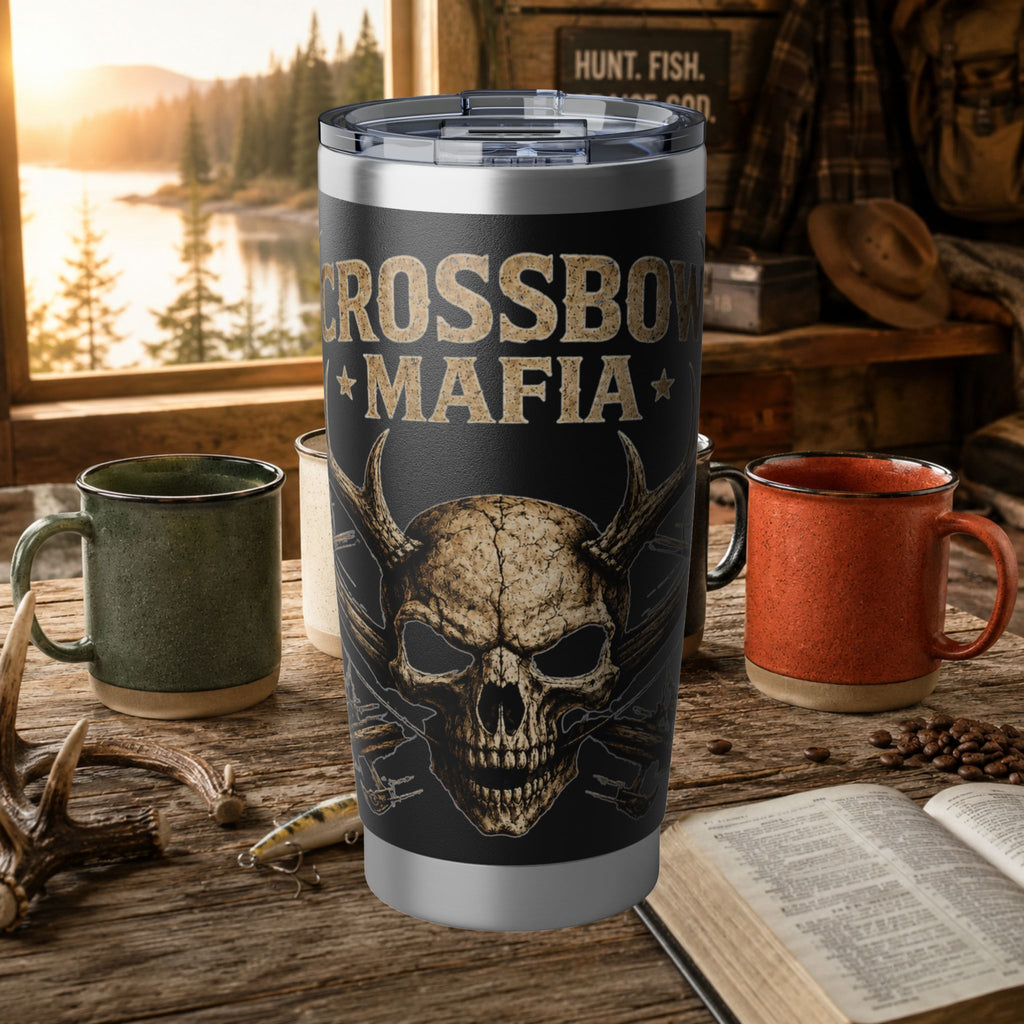 Crossbow Mafia 20oz Tumbler — Skull Hunting Travel Mug