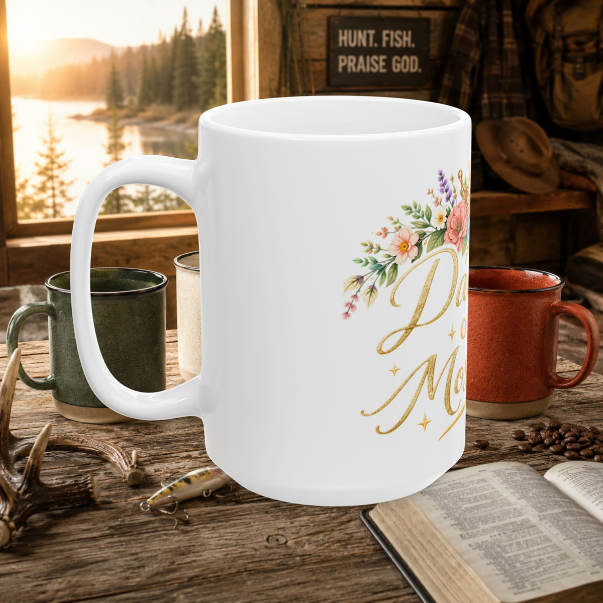 Daughter of the Most High Ceramic Mug | Floral Crown Christian Coffee Cup