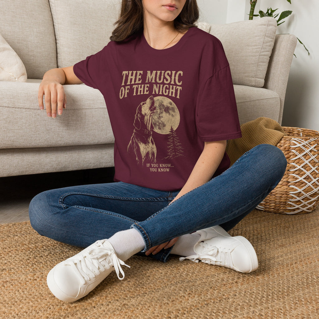 The Music of the Night T-Shirt | Vintage Coon Hound Moon Graphic Tee | Wild Wonderful Wear