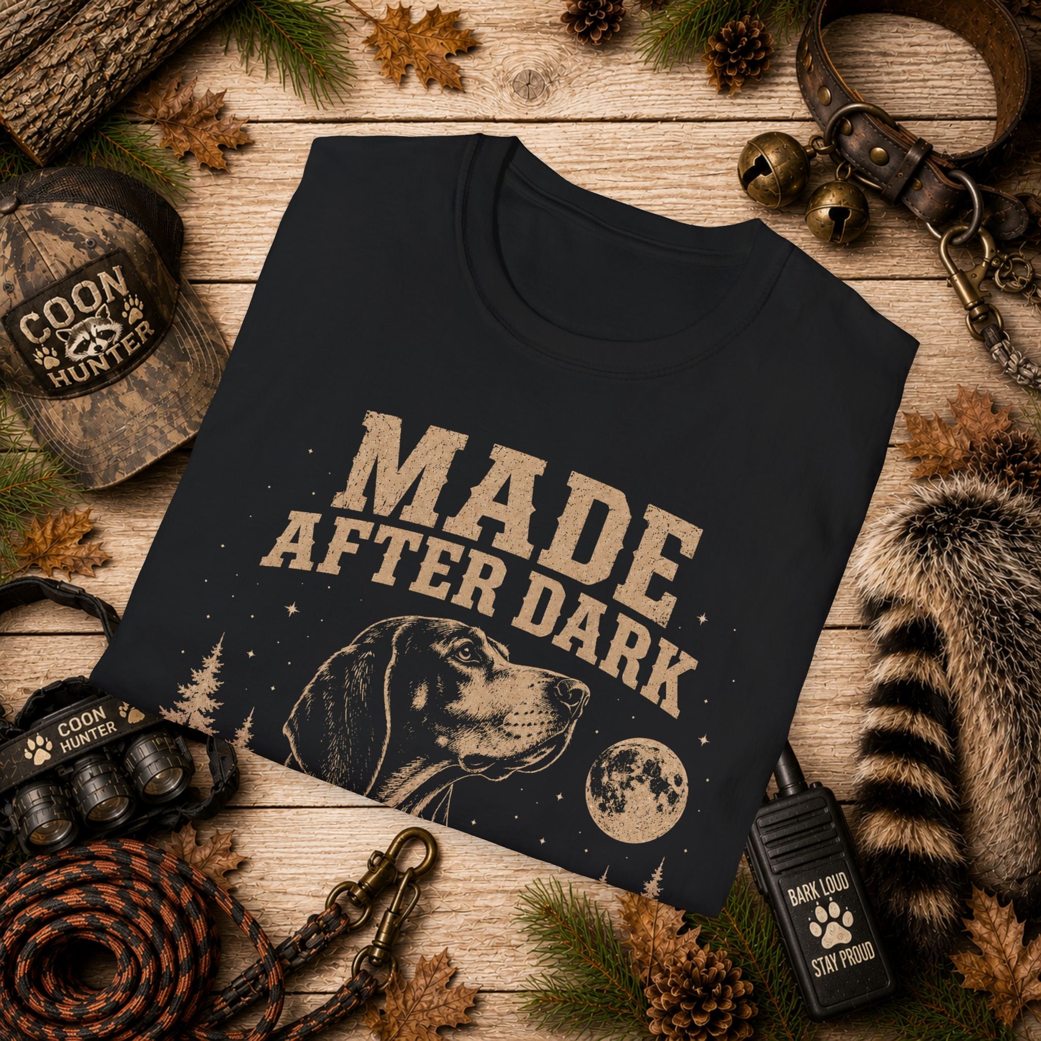 Made After Dark Coonhunter T-Shirt | Vintage Night Hunting Coonhound Tee | Wild Wonderful Wear