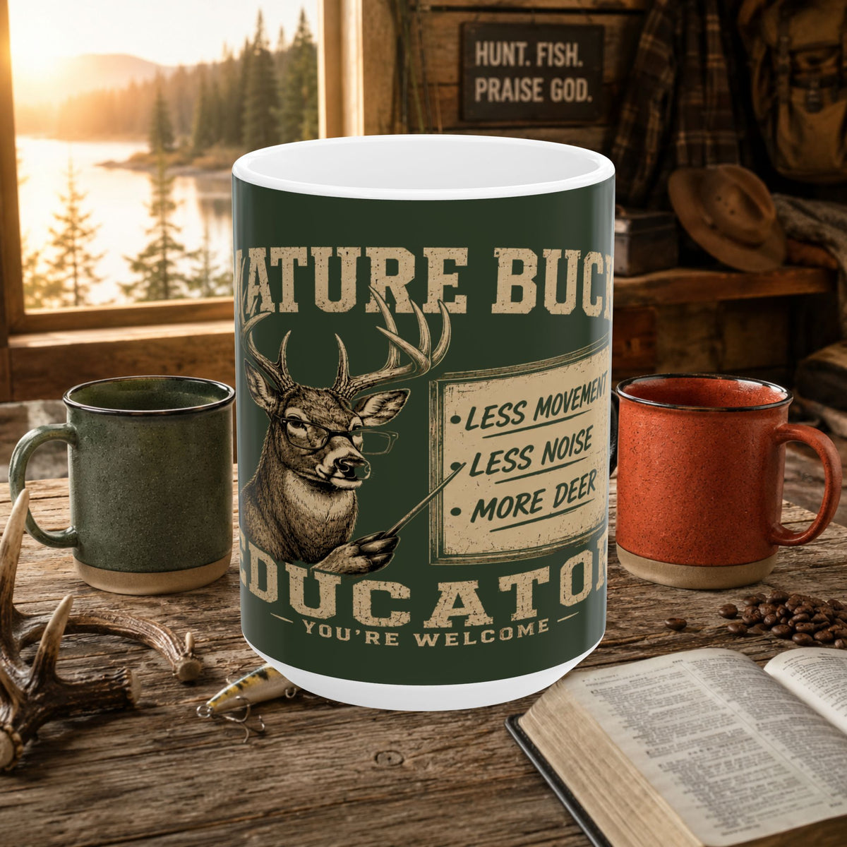 Mature Buck Educator Deer Hunting Coffee Mug – 15oz Ceramic
