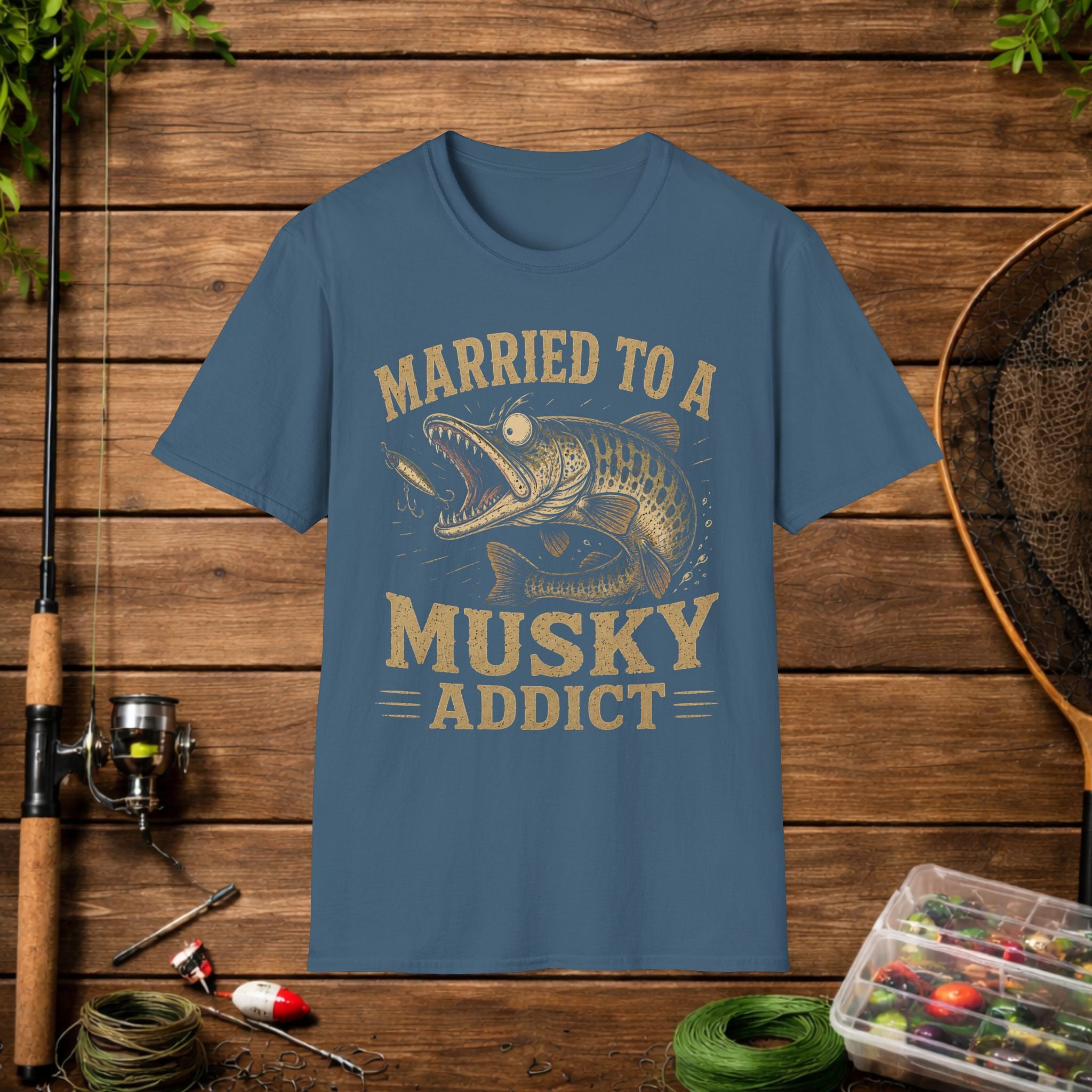 Married to a Musky Addict T-Shirt — Funny Fishing Gift for Muskie Lovers
