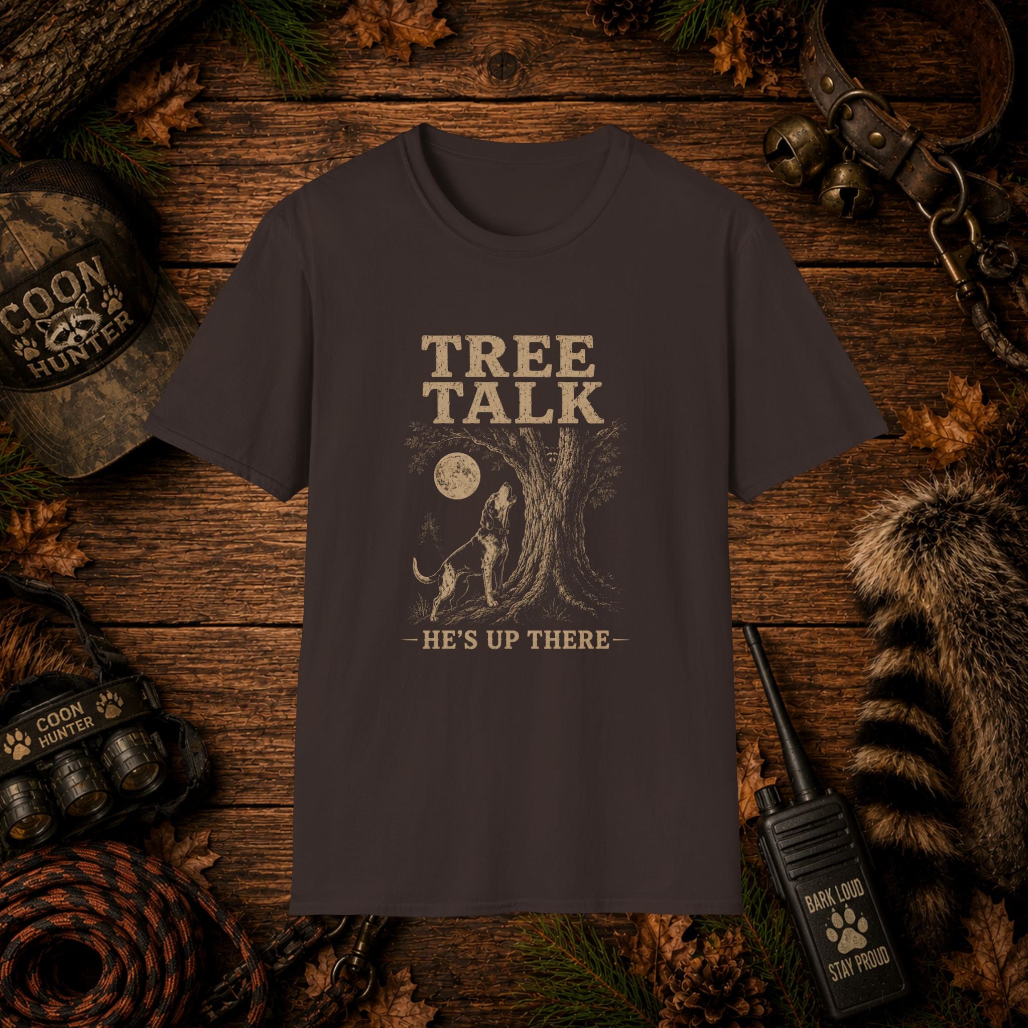Tree Talk Coon Hunting T-Shirt | "He's Up There" Houndsman Tee | Wild Wonderful Wear