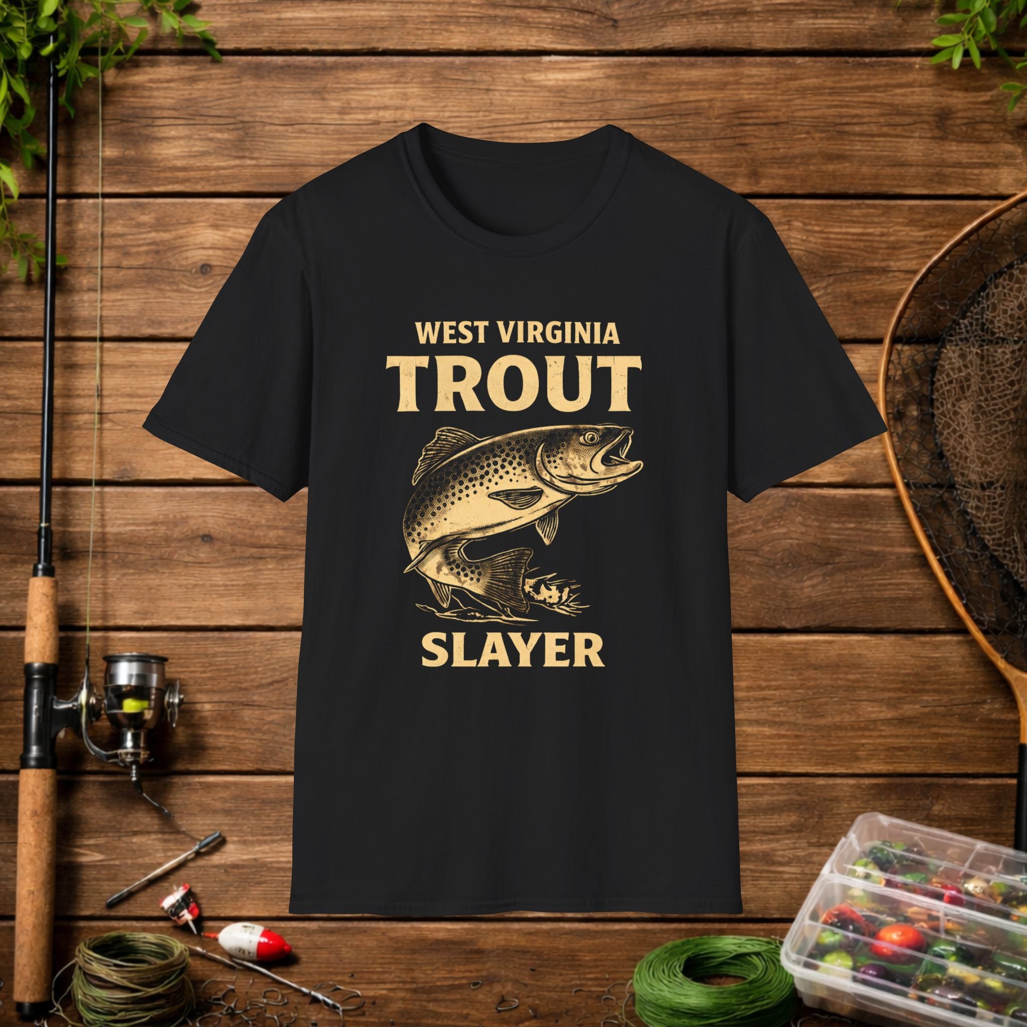 West Virginia Trout Slayer Shirt – Appalachian Fishing Tee – WV Trout Angler Design