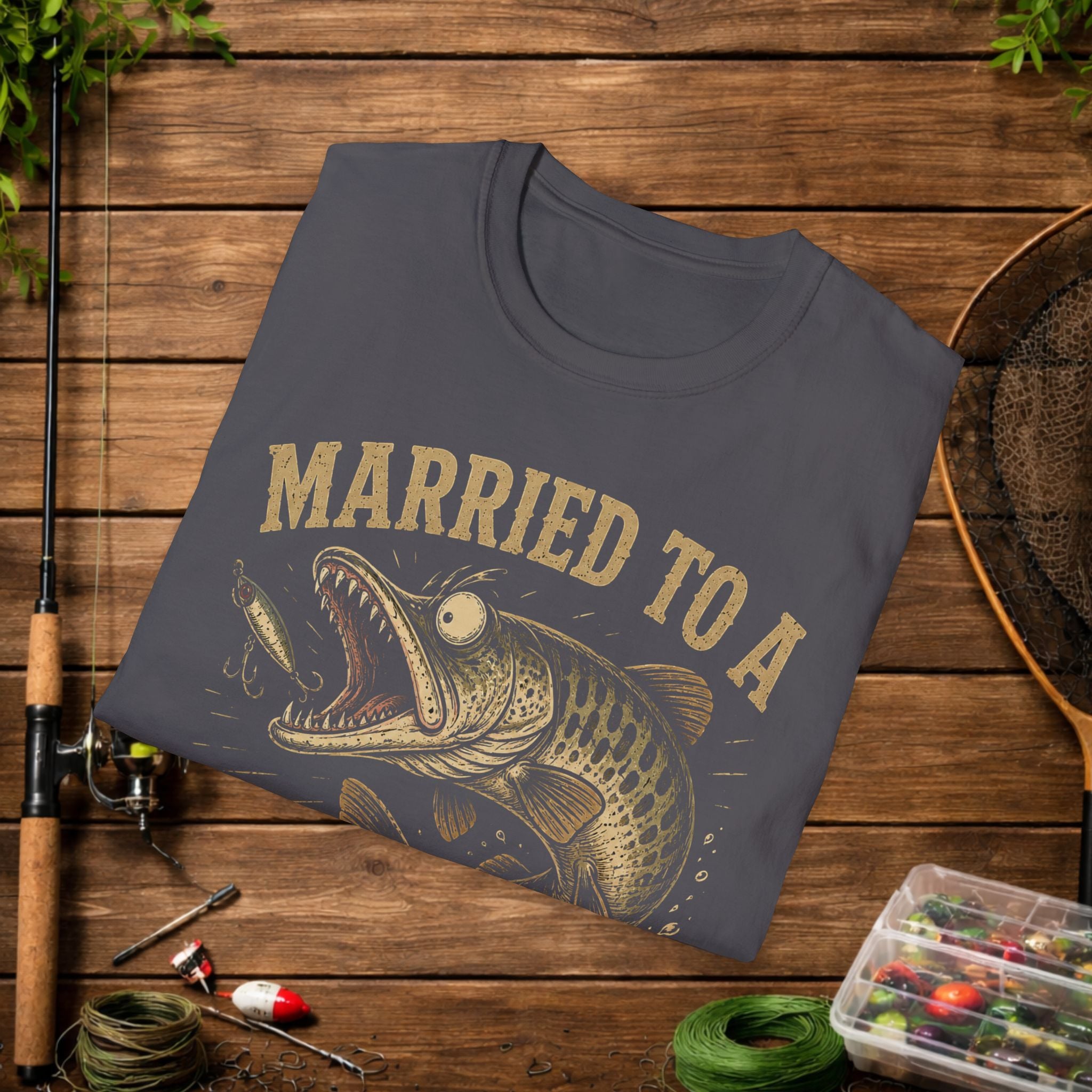 Married to a Musky Addict T-Shirt — Funny Fishing Gift for Muskie Lovers