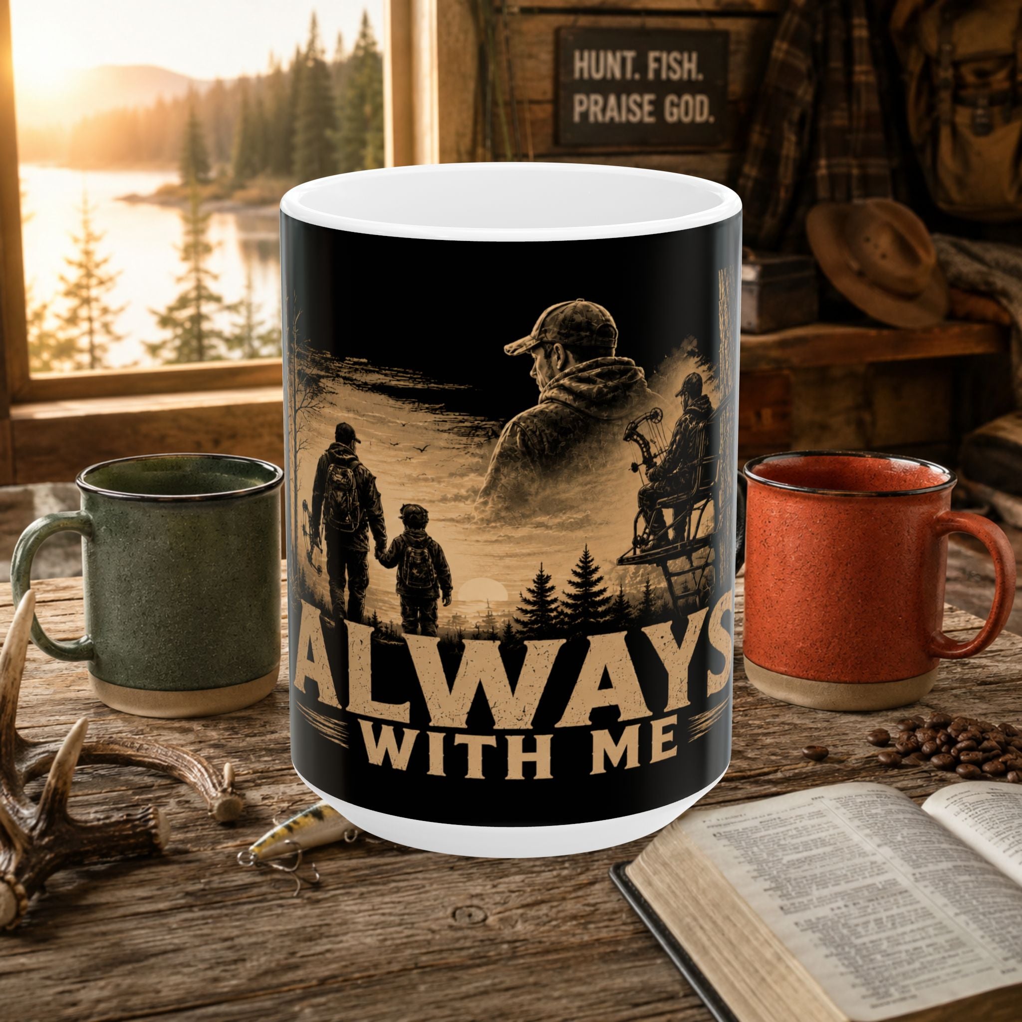 Always With Me Hunting Ceramic Mug – Father & Son Gift | 11oz & 15oz