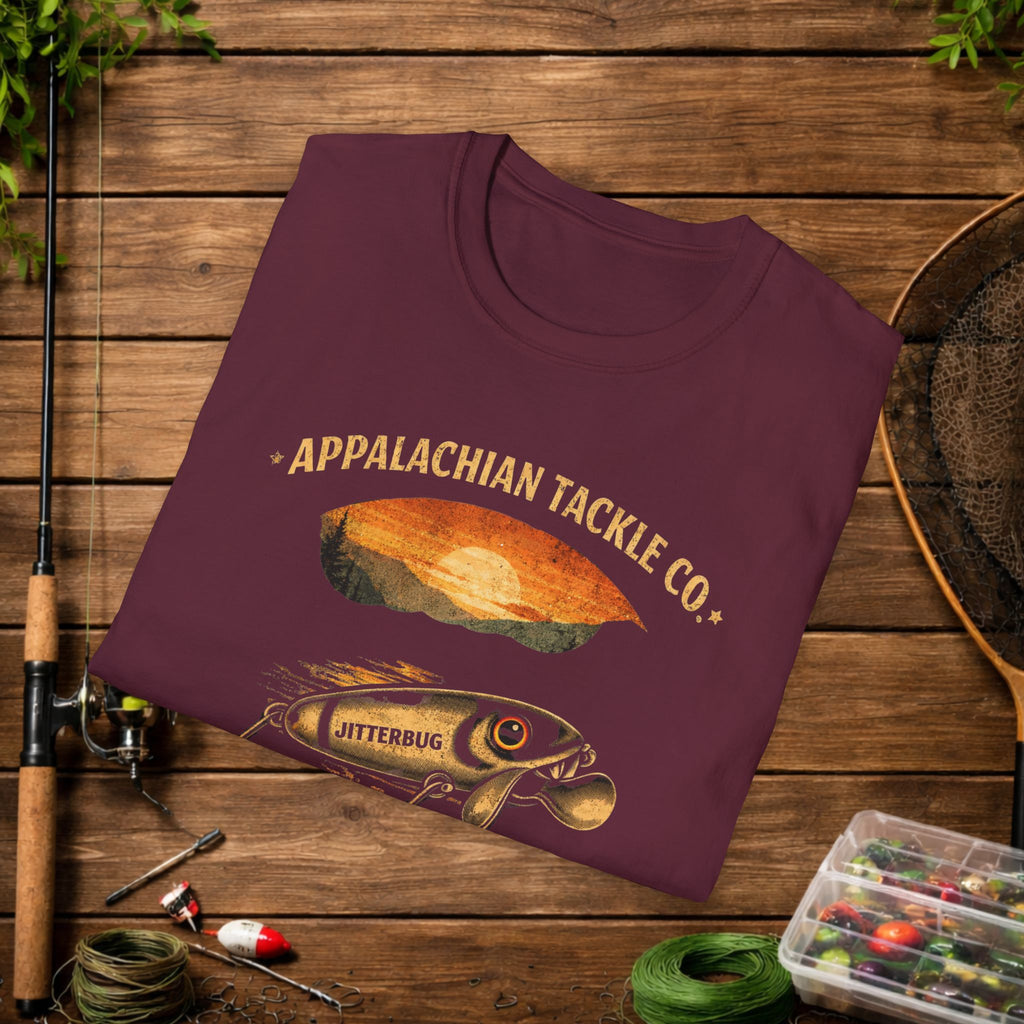 Appalachian Tackle Co Jitterbug Shirt – Vintage Fishing Lure Tee – Mountain Stream Fishing Shirt – Retro Angler Apparel