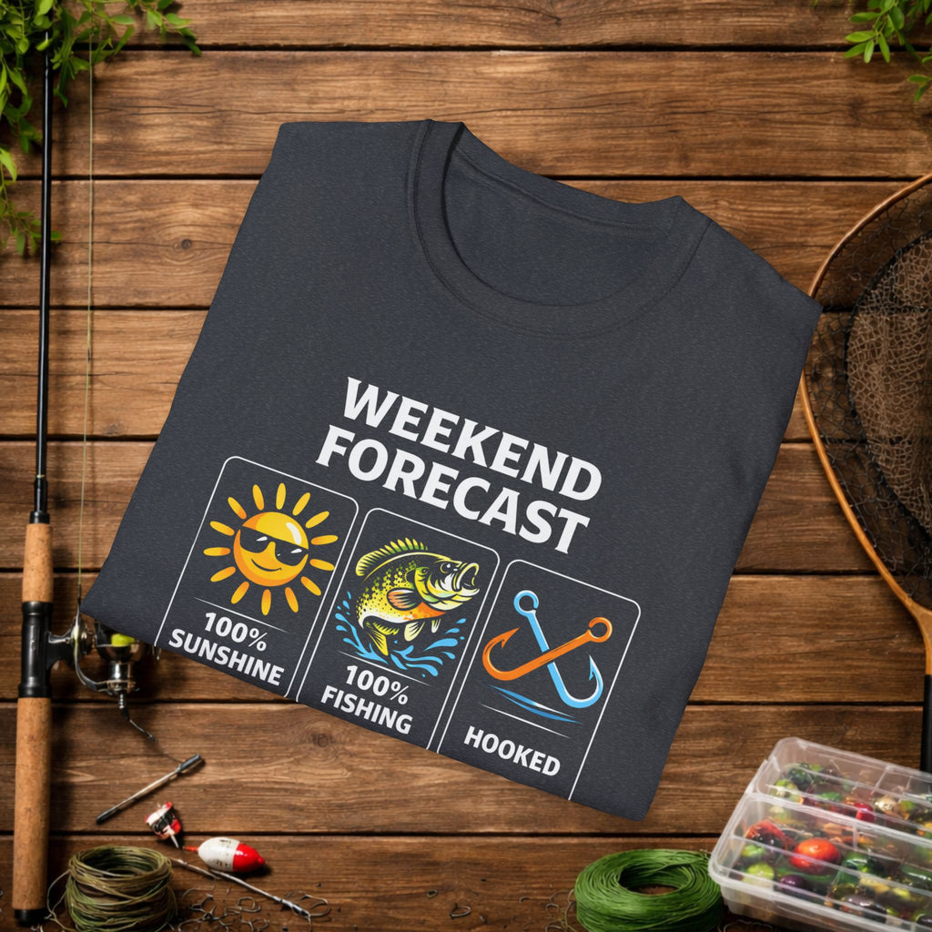 Weekend Forecast Fishing Shirt – Funny Fishing Weather Graphic Tee