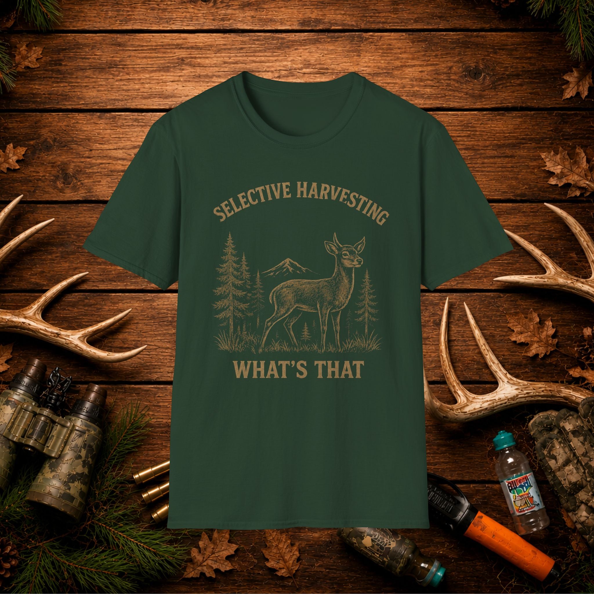 Deer Hunting T-Shirt — "Selective Harvesting What's That" Vintage Outdoor Tee