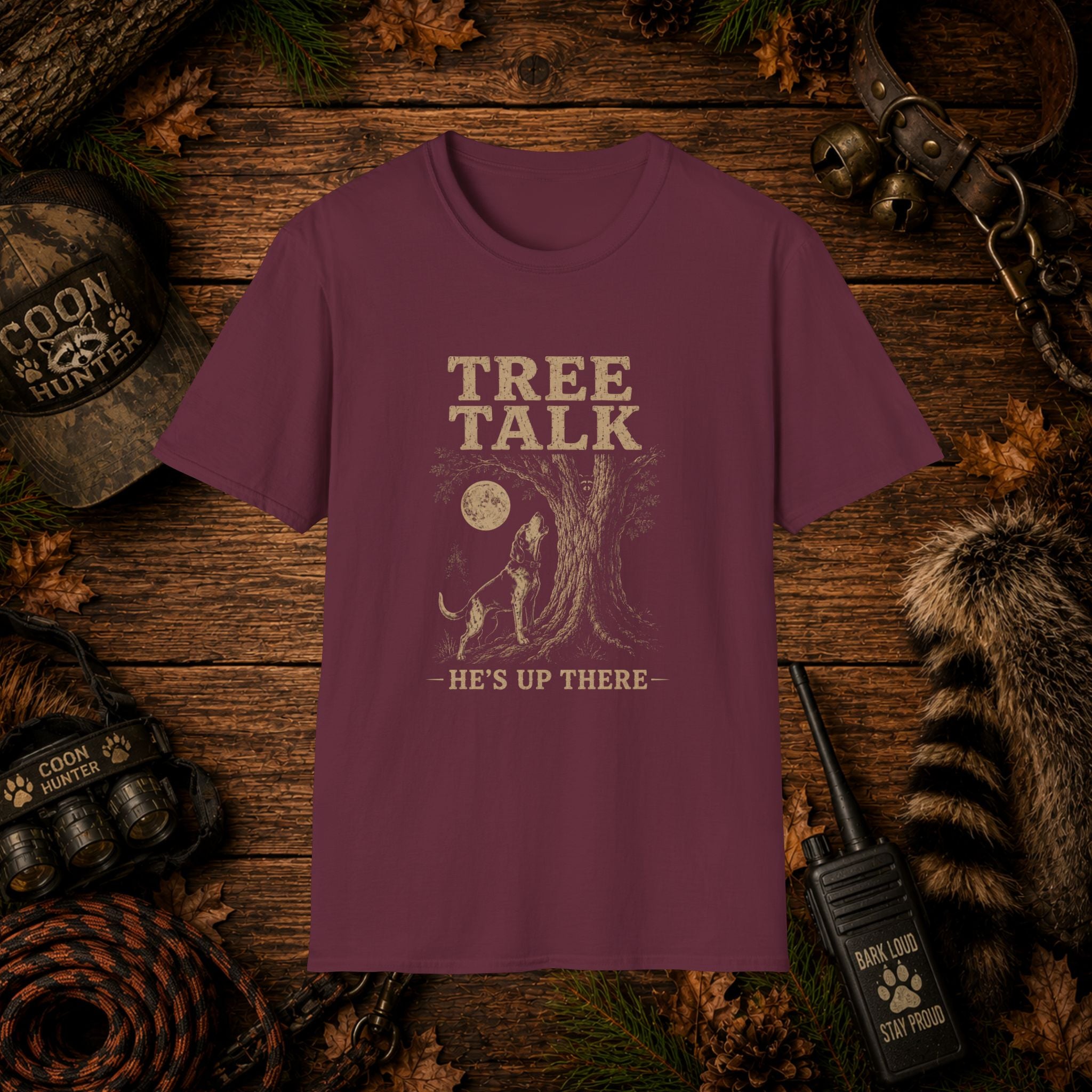 Tree Talk Coon Hunting T-Shirt | "He's Up There" Houndsman Tee | Wild Wonderful Wear