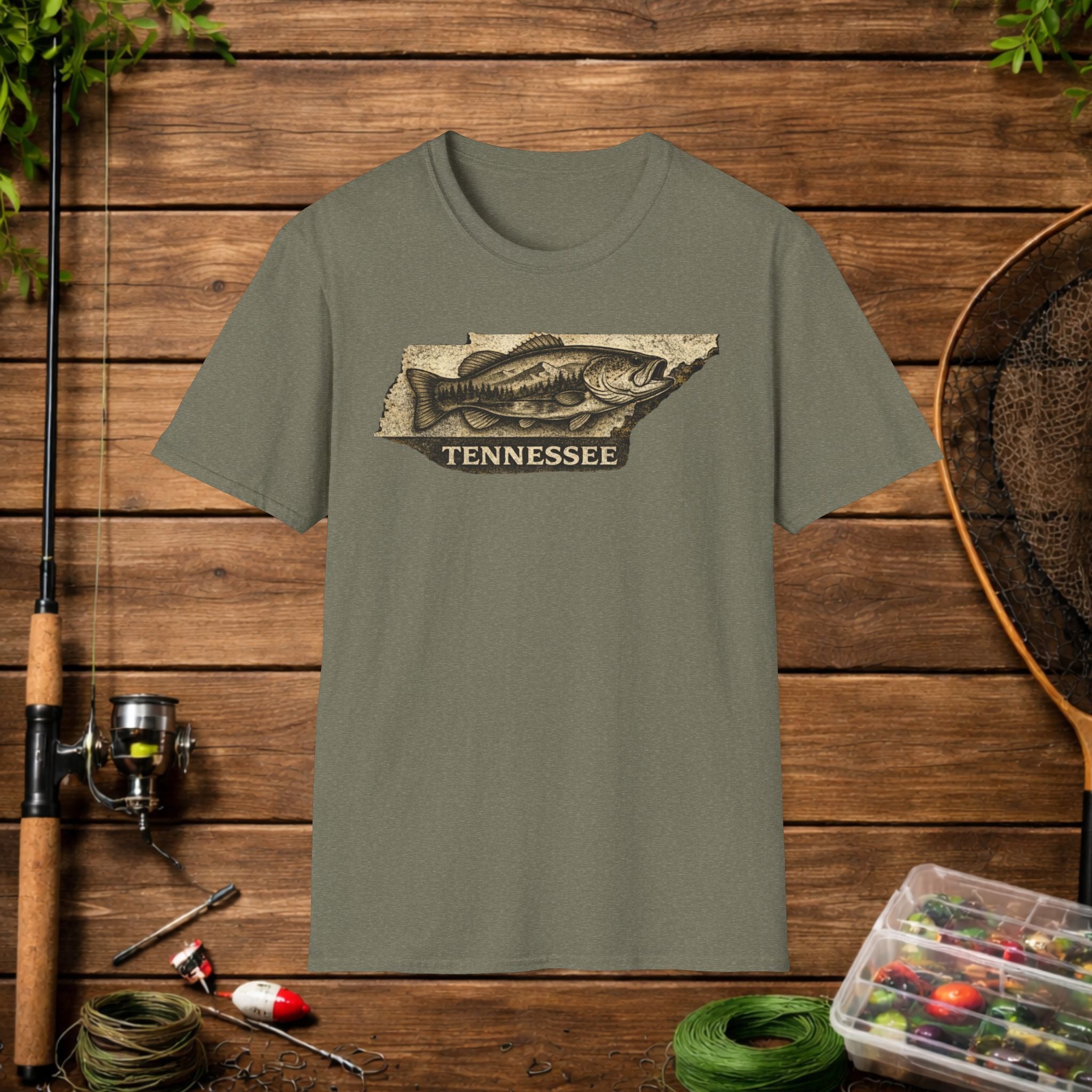 Tennessee Bass Fishing Shirt – Vintage Tennessee Angler Tee – Largemouth Bass State Pride Fishing Apparel – Fisherman Gift