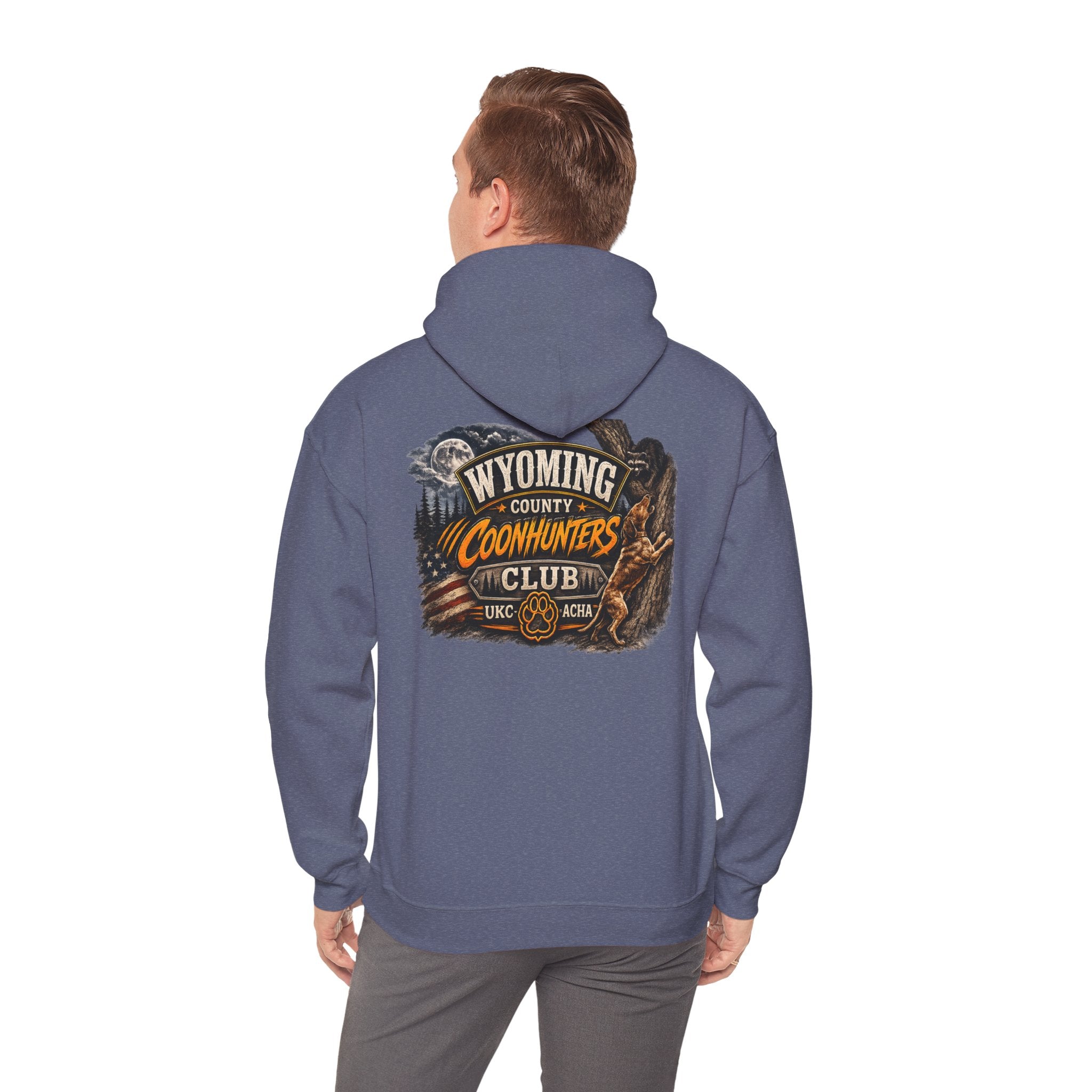 Wyoming Coonhunters Club Hoodie – Dual print badge front/banner back