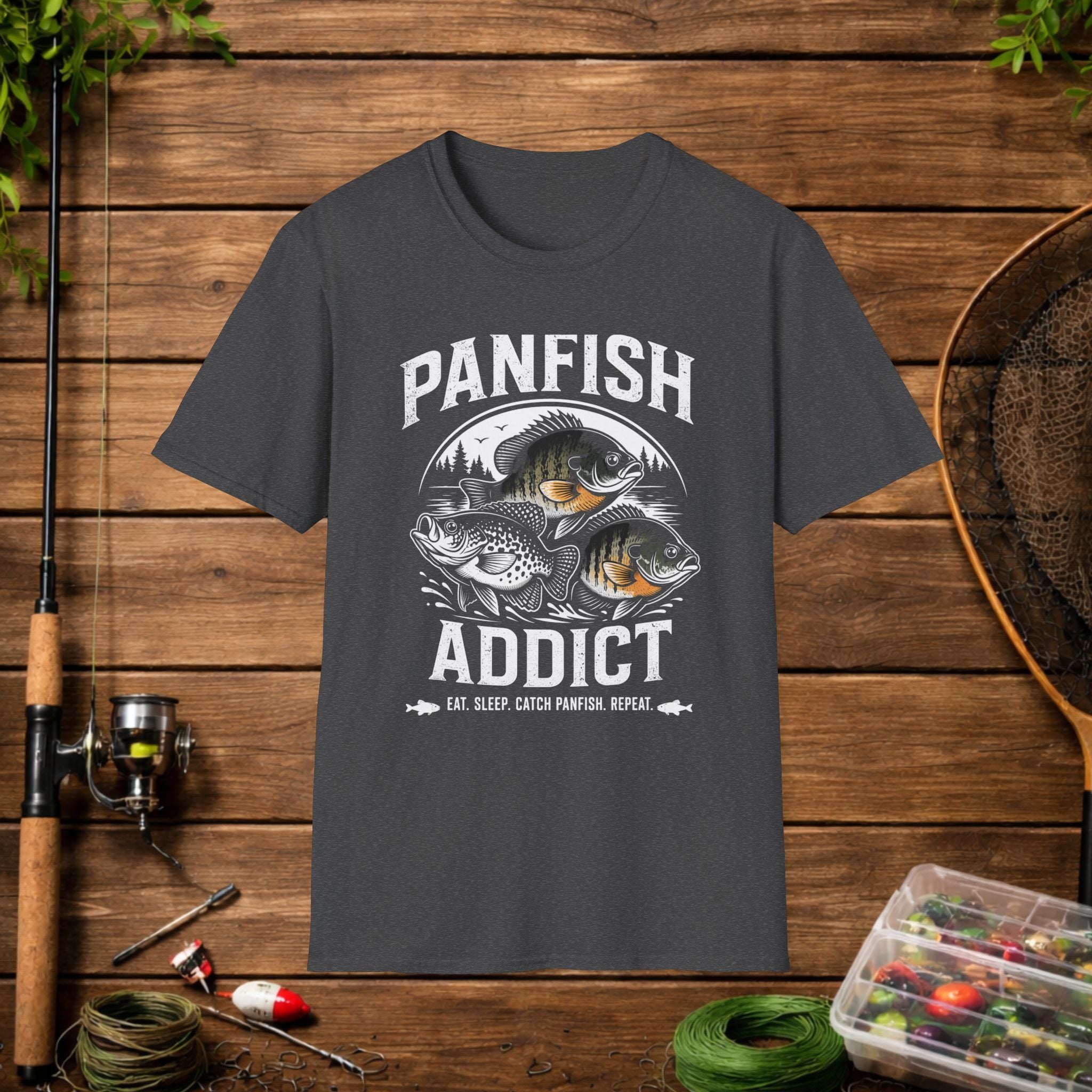 Panfish Addict Fishing T-Shirt – Bluegill Crappie Sunfish Angler Tee
