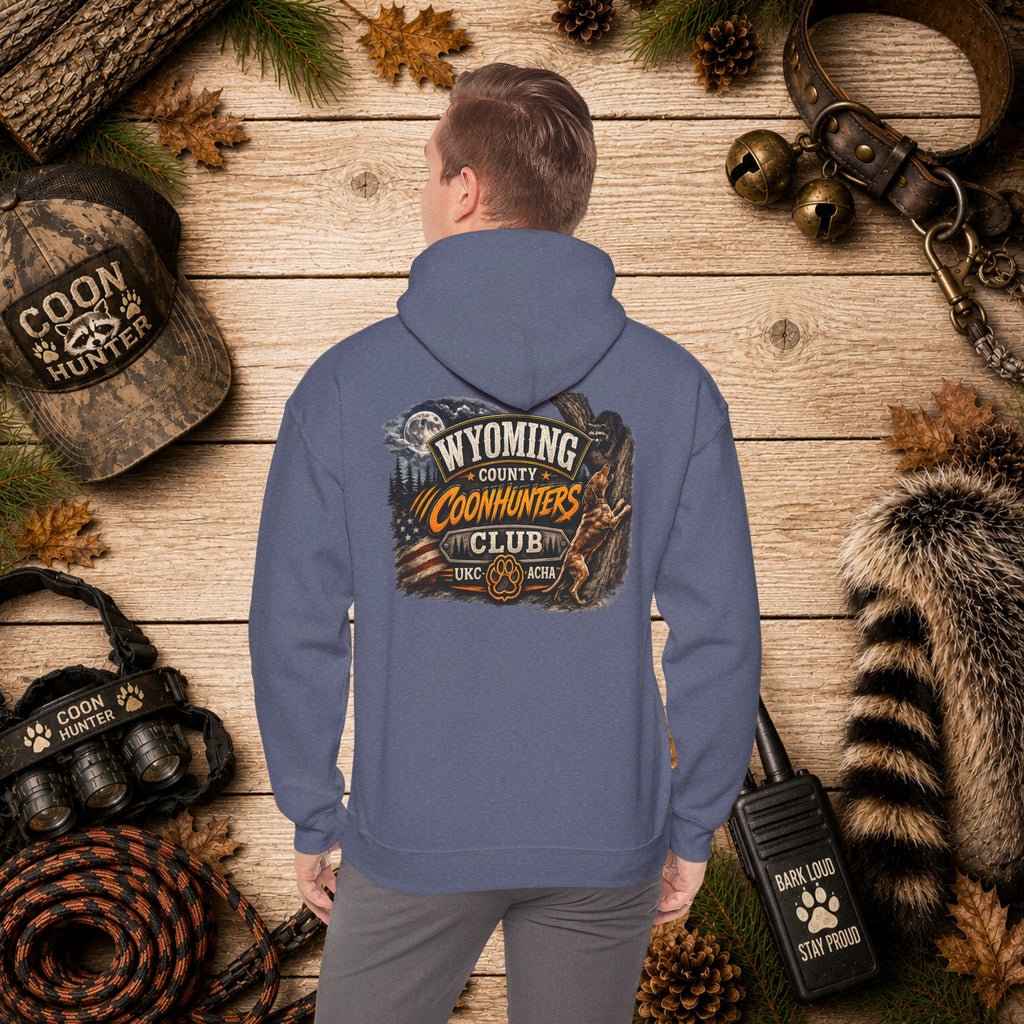 Wyoming Coonhunters Club Hoodie – Dual print badge front/banner back