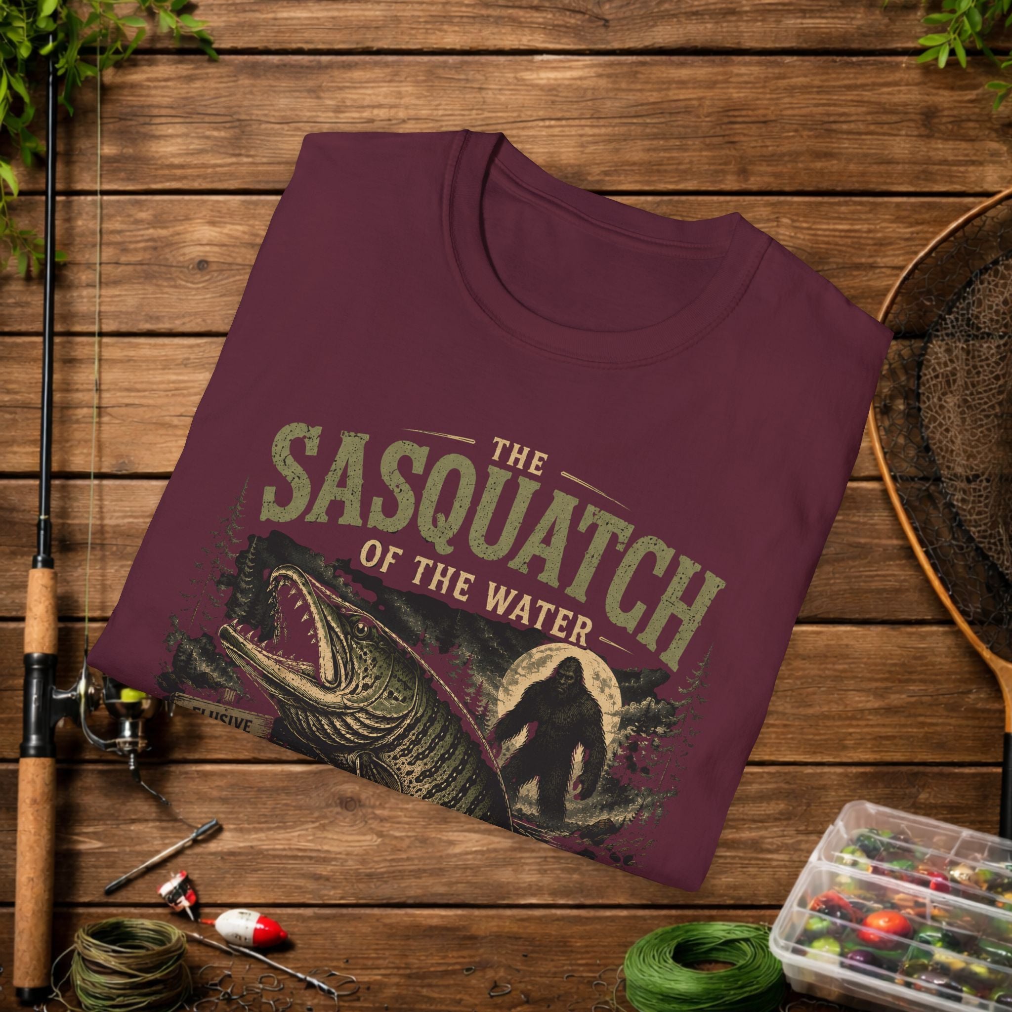 Sasquatch of the Water T-Shirt — Fishing Monster Graphic Tee