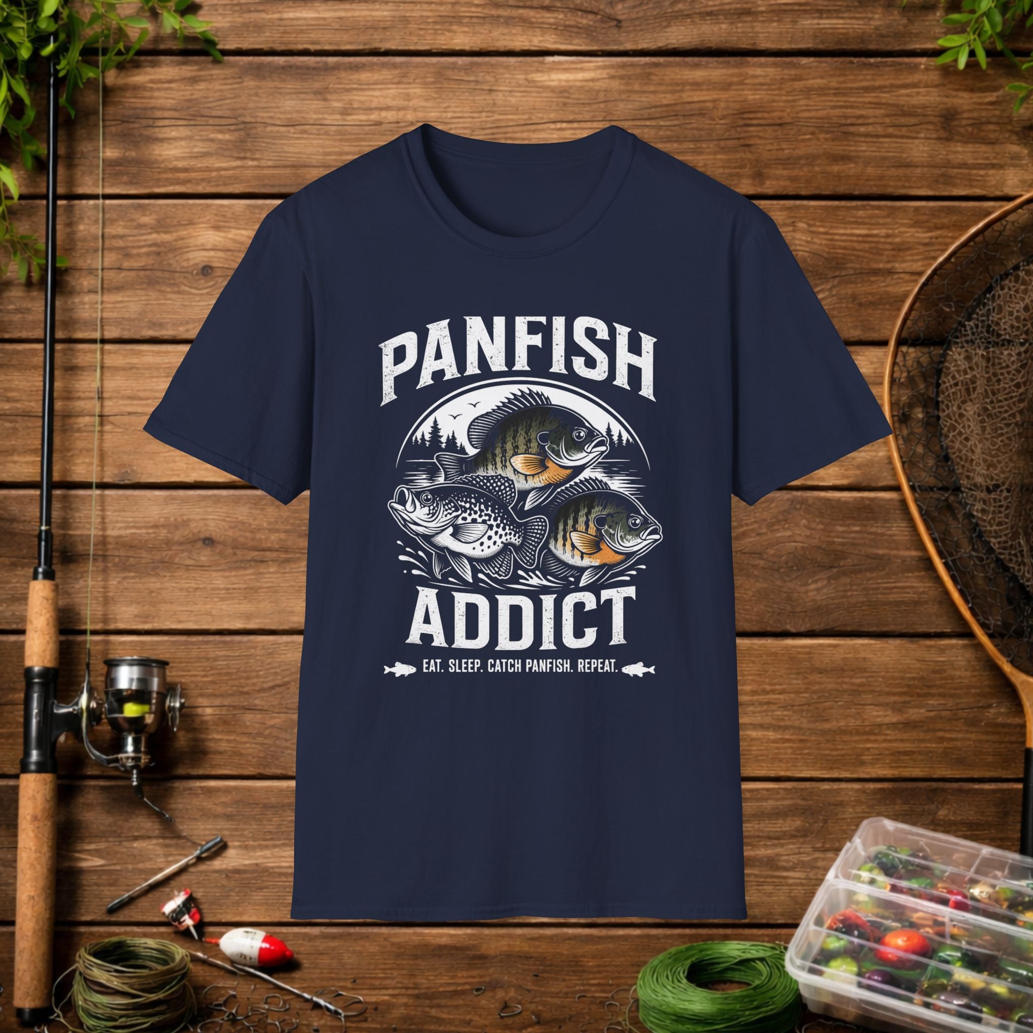 Panfish Addict Fishing T-Shirt – Bluegill Crappie Sunfish Angler Tee