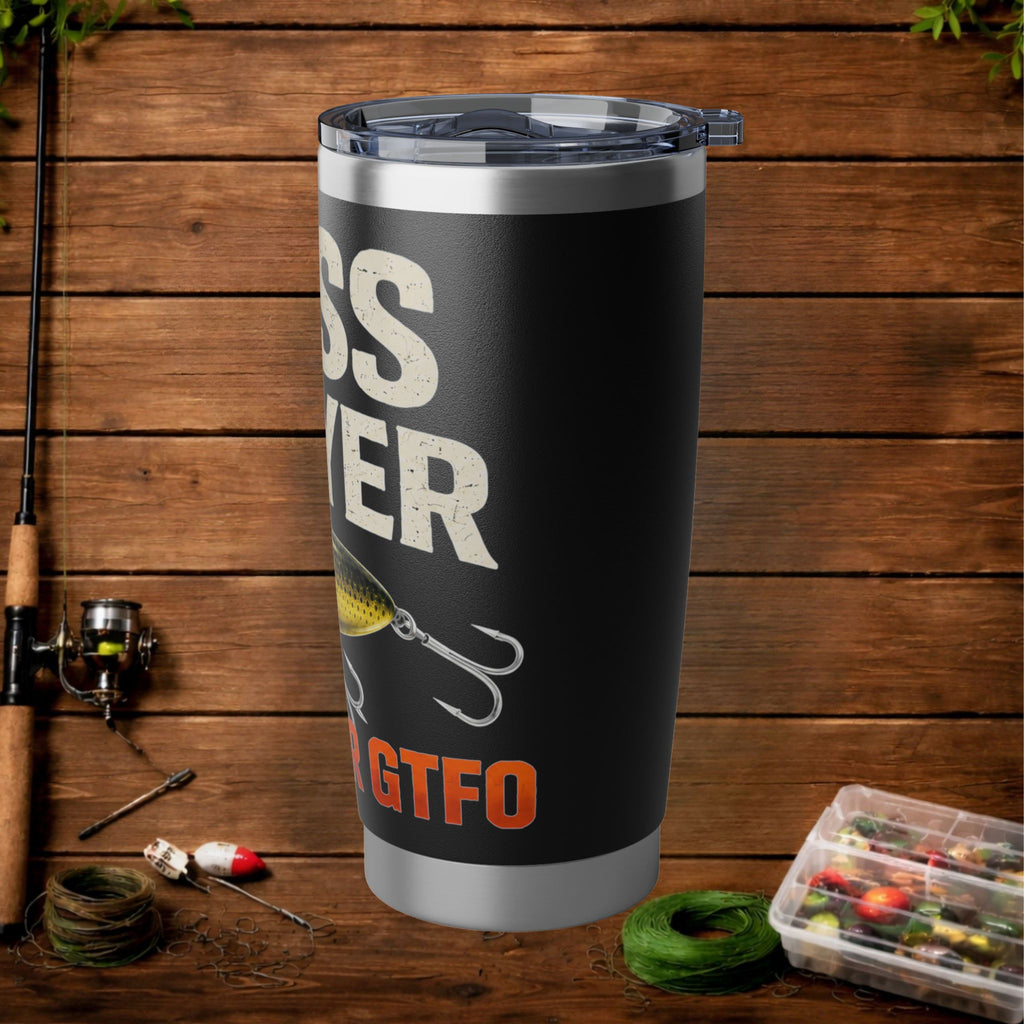 Bass Slayer 20oz Insulated Tumbler – Fishing Lure Travel Cup | Gift for Anglers