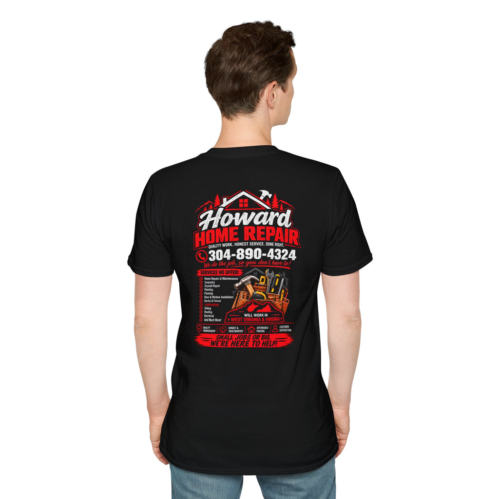 Home Repair T-Shirt — Howard Home Repair Crew Tee with Phone Number