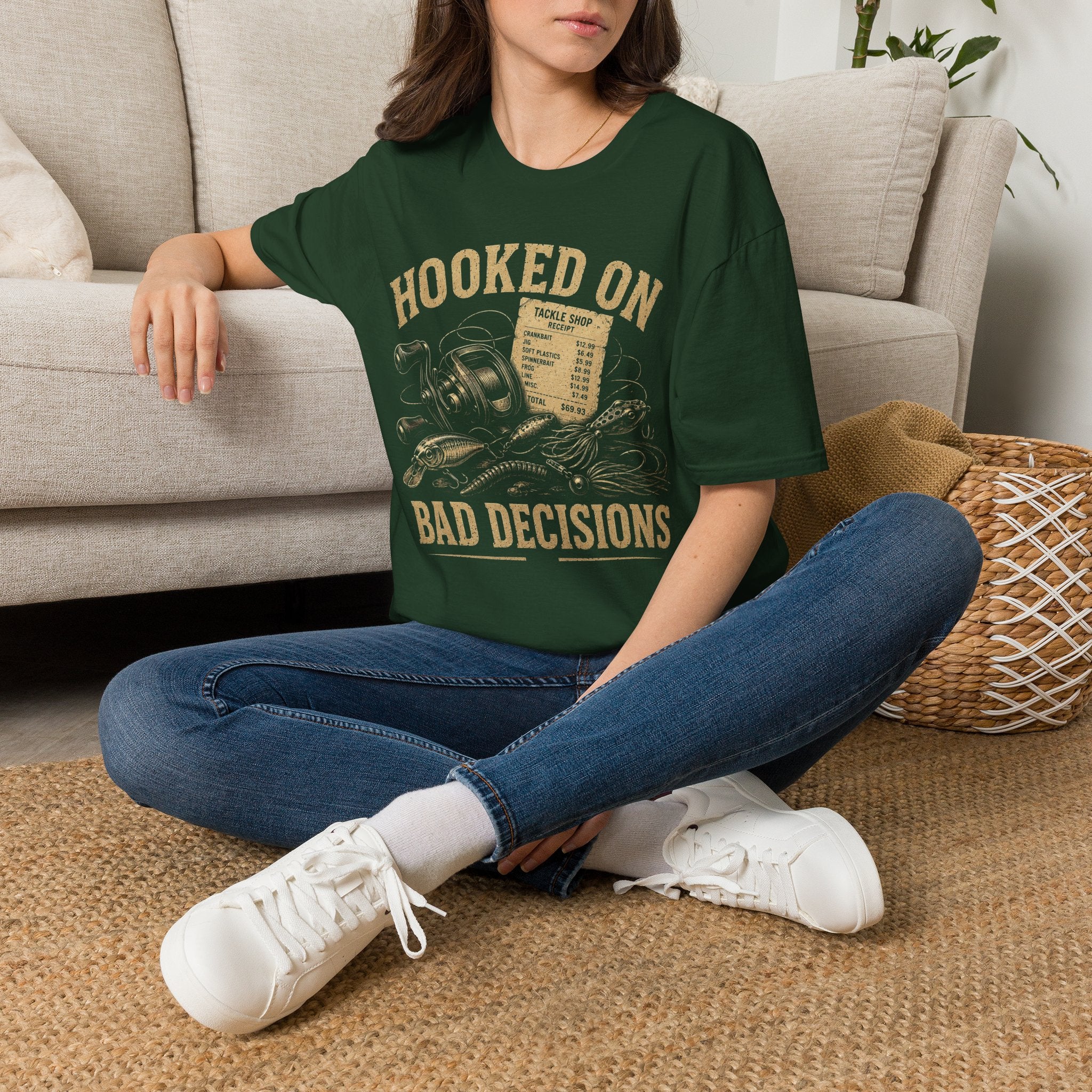 Hooked On Bad Decisions T‑Shirt — Funny Fishing Graphic Tee for Anglers & Outdoors