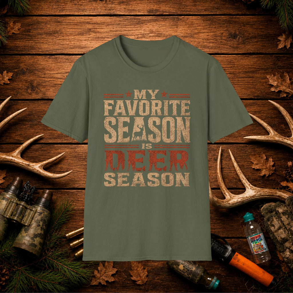 Deer Season T‑Shirt — "My Favorite Season Is Deer Season" Rustic Hunting Tee
