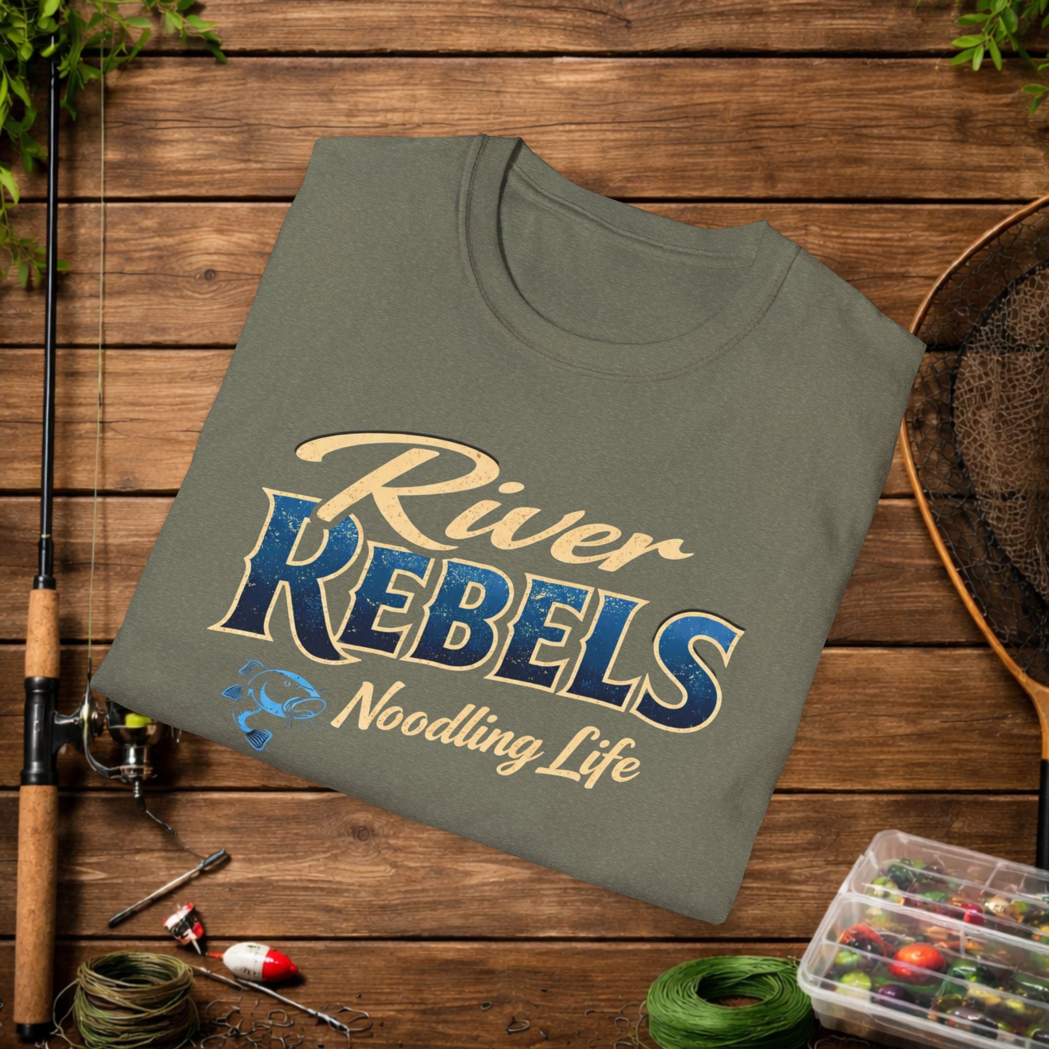River Rebels Noodling Life Shirt – Catfish Noodling Tee – River Life Fishing Shirt – Southern Outdoor Apparel