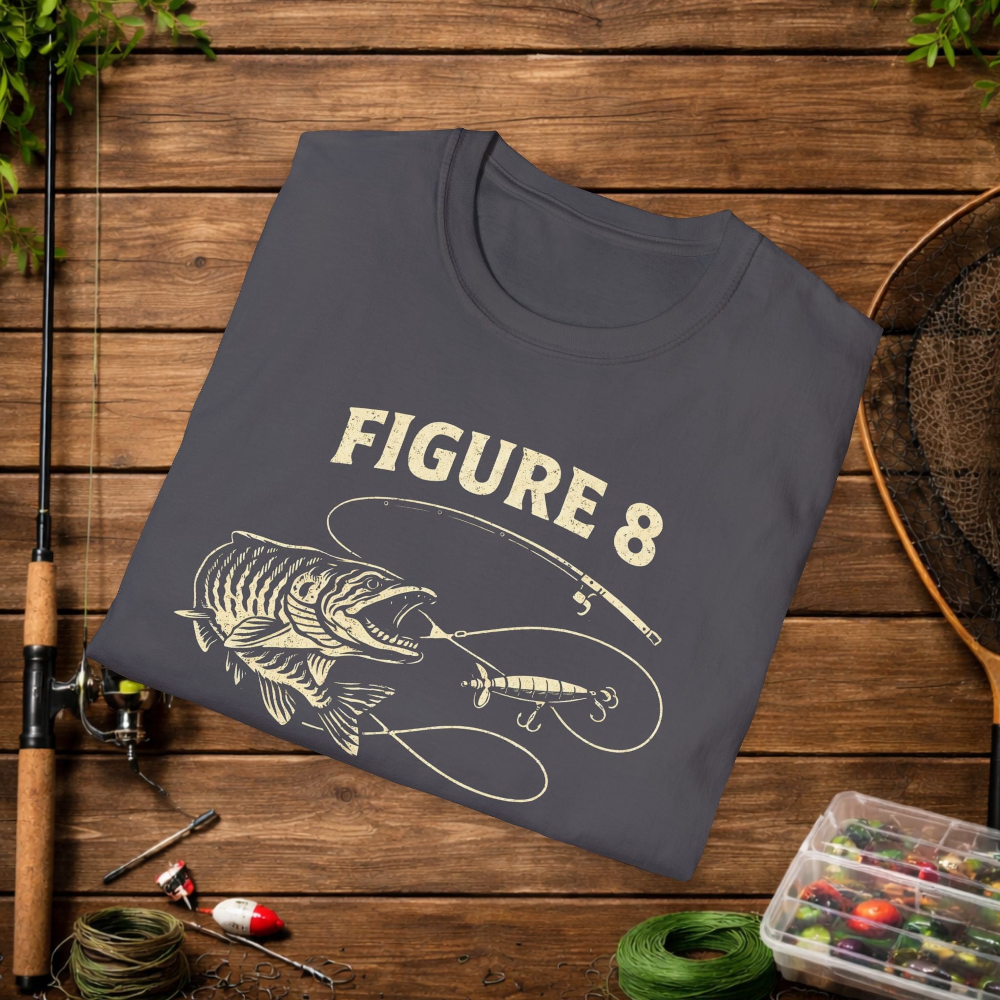 Figure 8 Musky Shirt – Musky Fishing Tee – Muskellunge Angler Apparel – Vintage Fishing Design