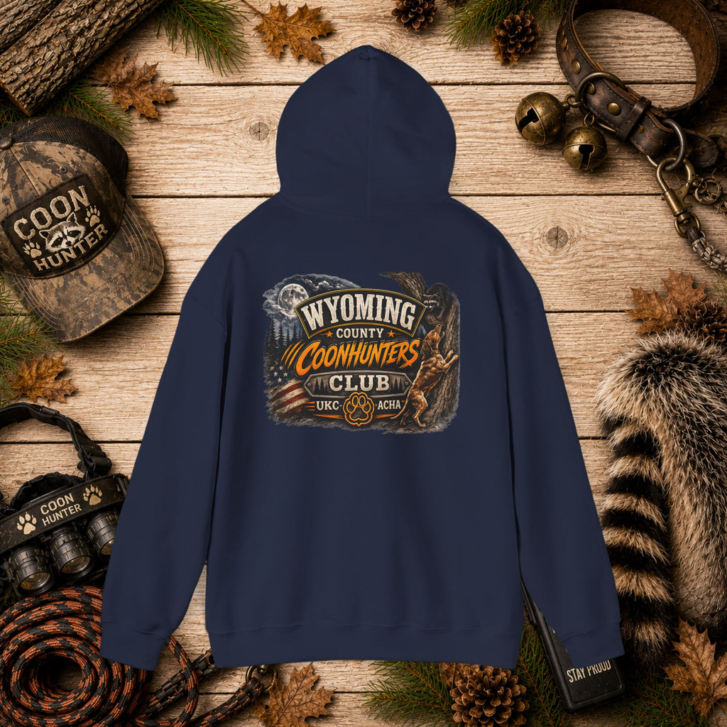Wyoming Coonhunters Club Hoodie – Dual print badge front/banner back
