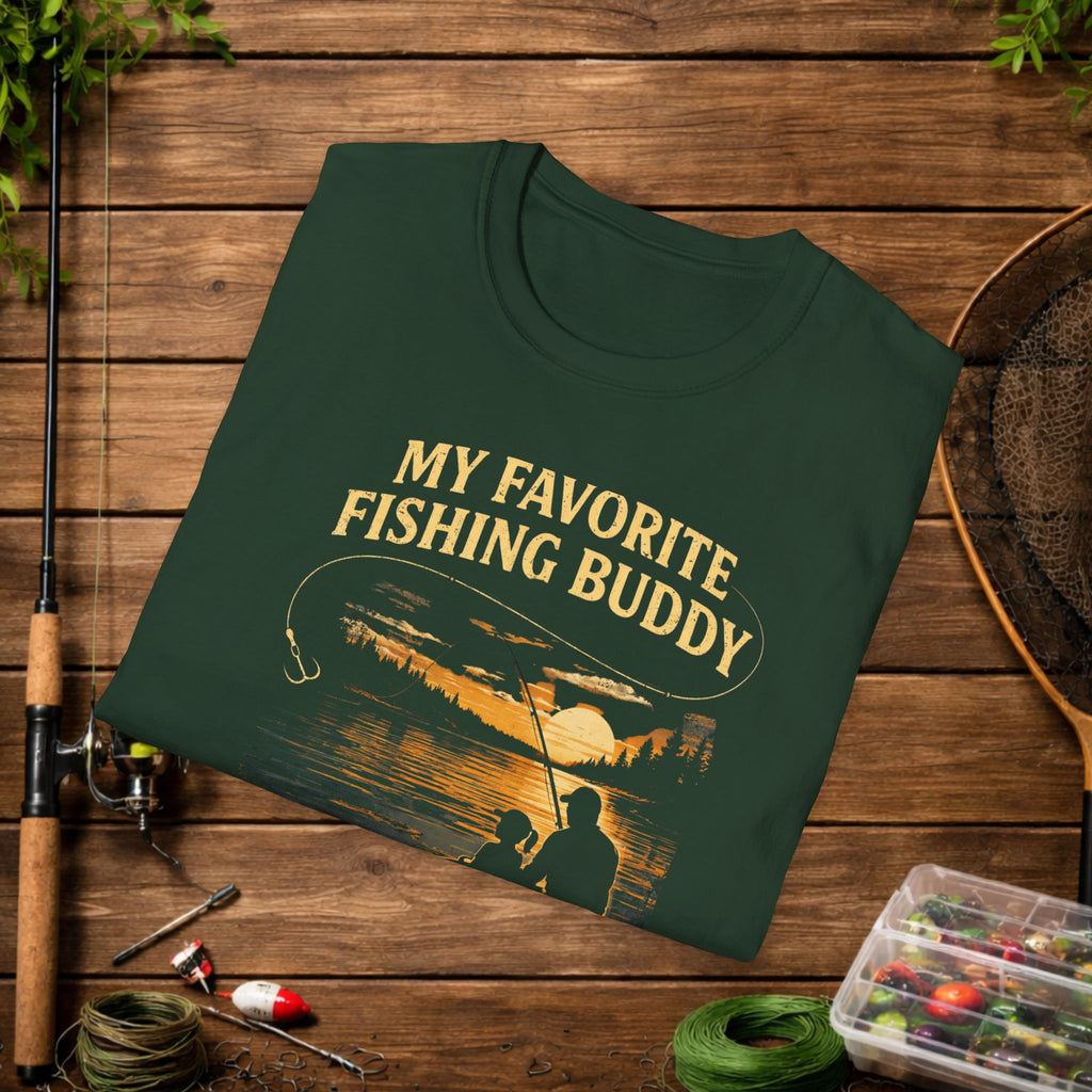 Fishing Buddy Dad T-Shirt – “My Favorite Fishing Buddy Calls Me Dad” Fathers Day Tee